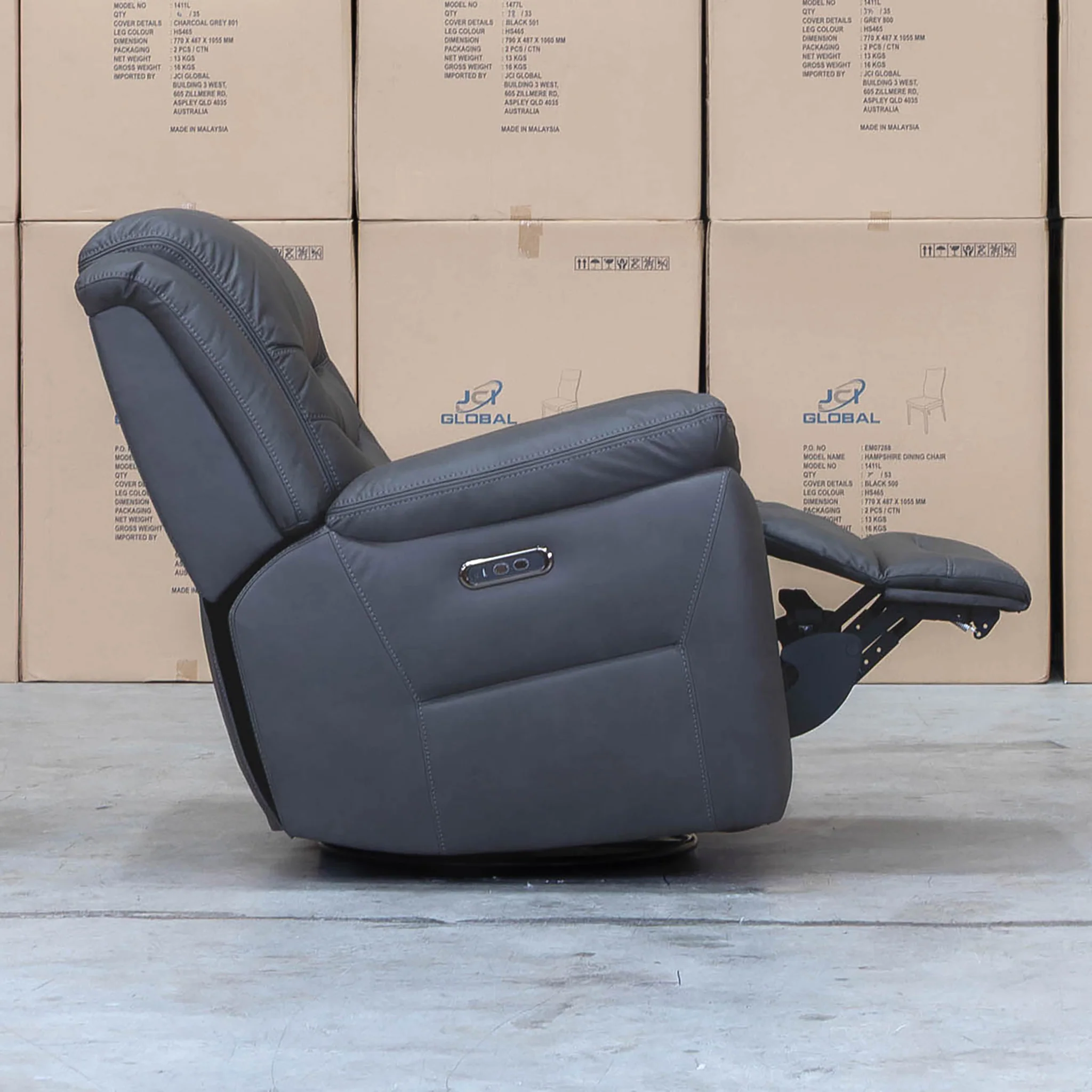 Airlie Electric Swivel Glider Recliner - Charcoal - Image 3
