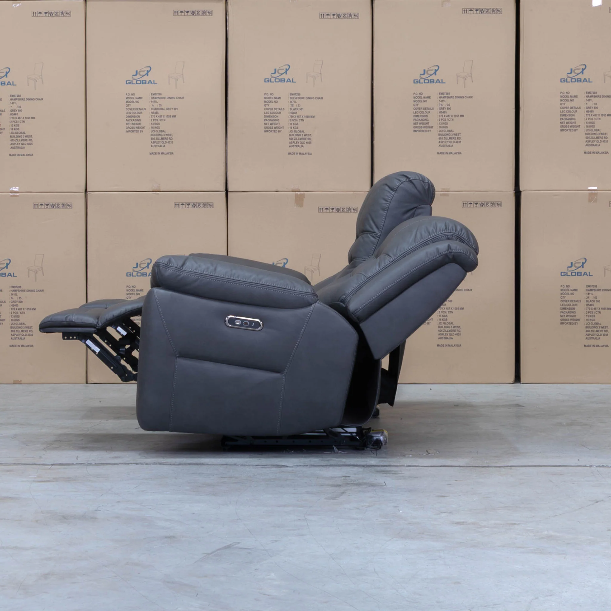 Airlie Three Seat Electric Recliner Lounge - Charcoal - Image 11