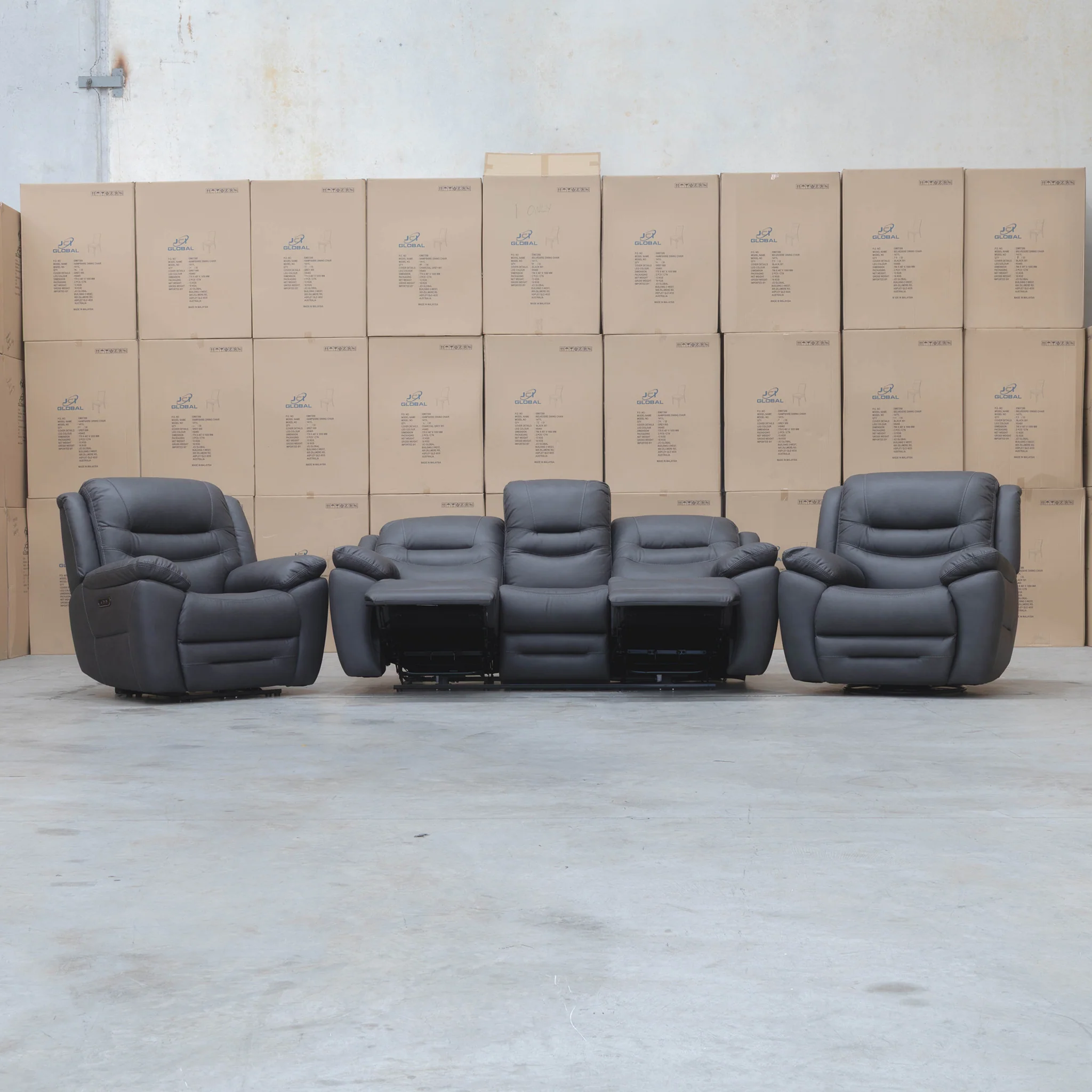Airlie Three Seat Electric Recliner Lounge - Charcoal - Image 13