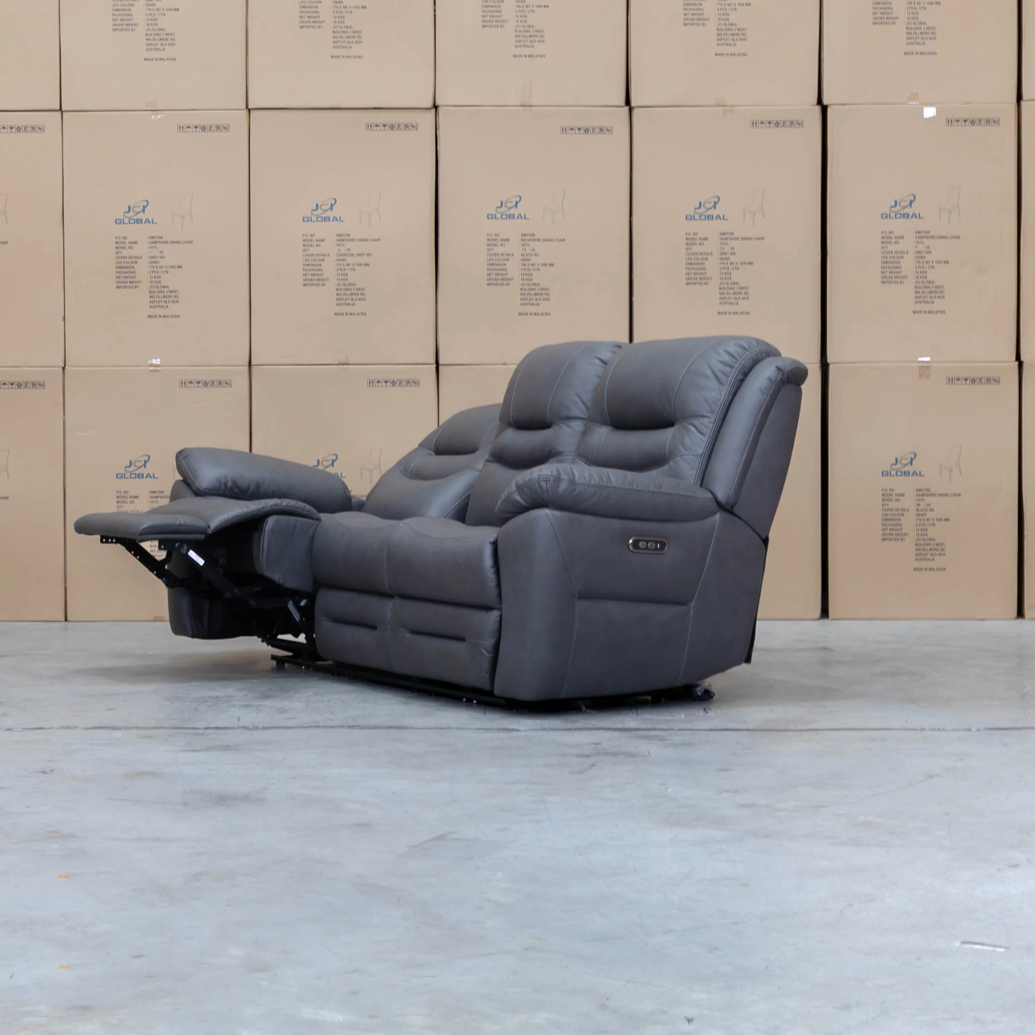 Airlie Three Seat Electric Recliner Lounge - Charcoal - Image 6
