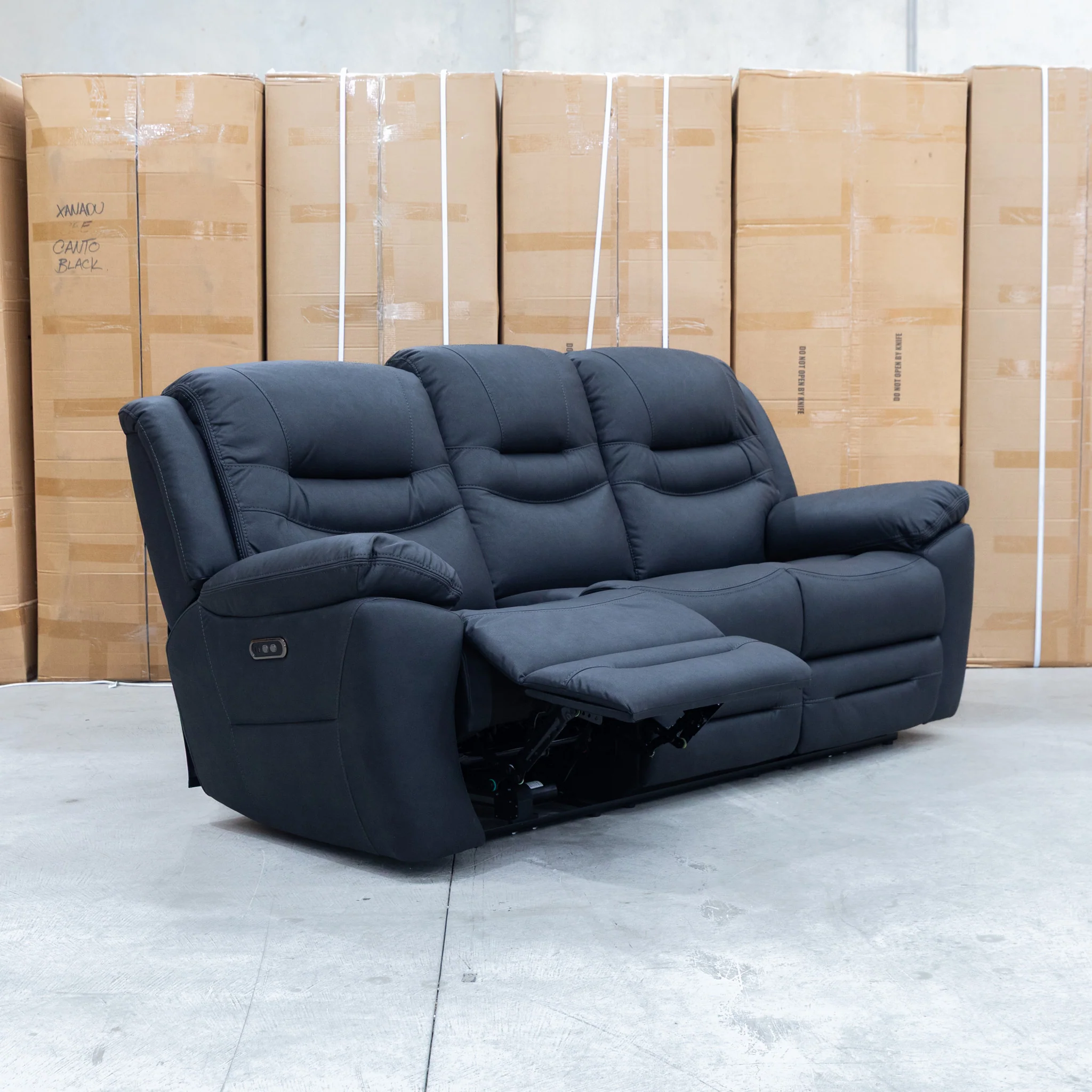 Airlie Three Seat Electric Recliner Lounge - Coal - Image 7