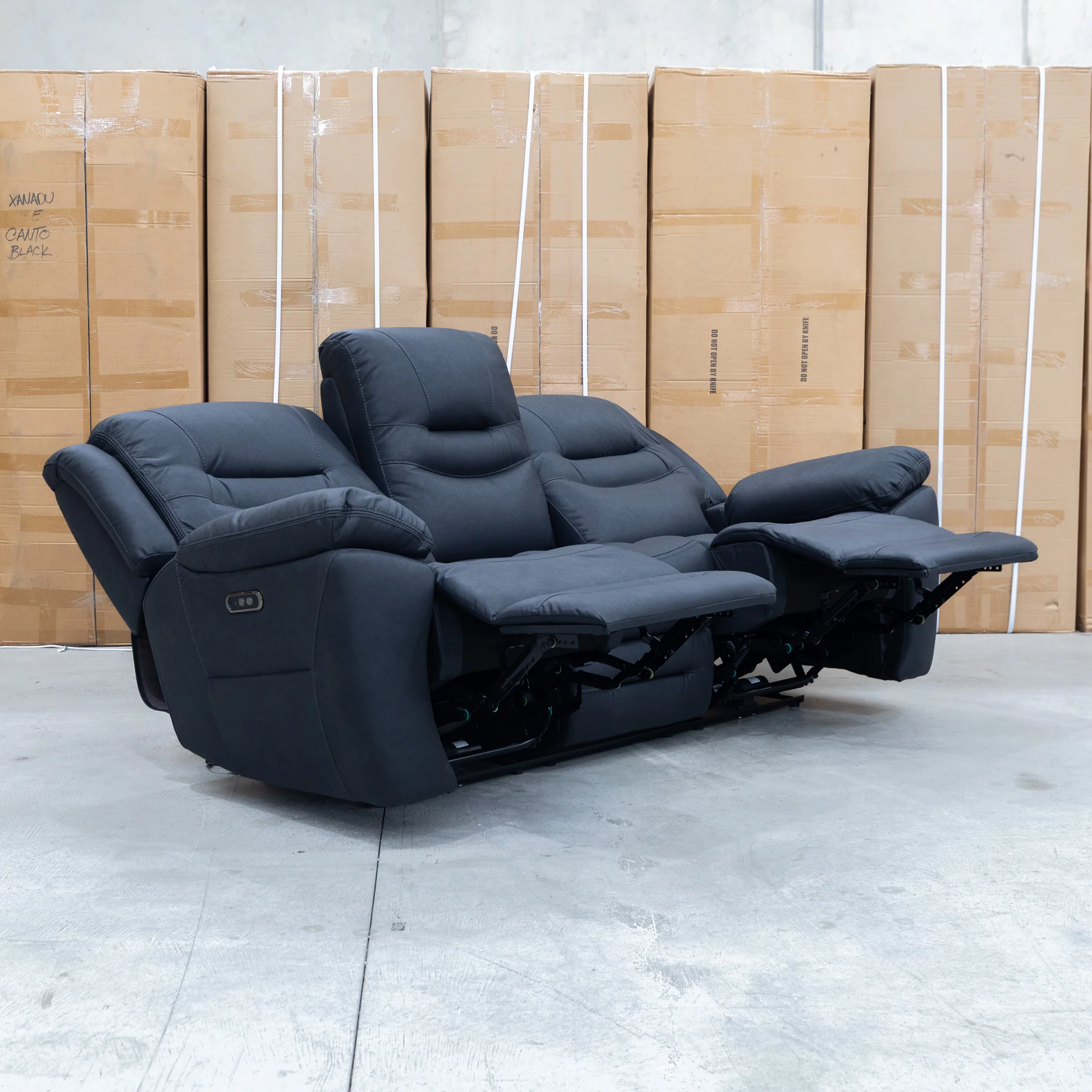 Airlie Three Seat Electric Recliner Lounge - Coal - Image 8