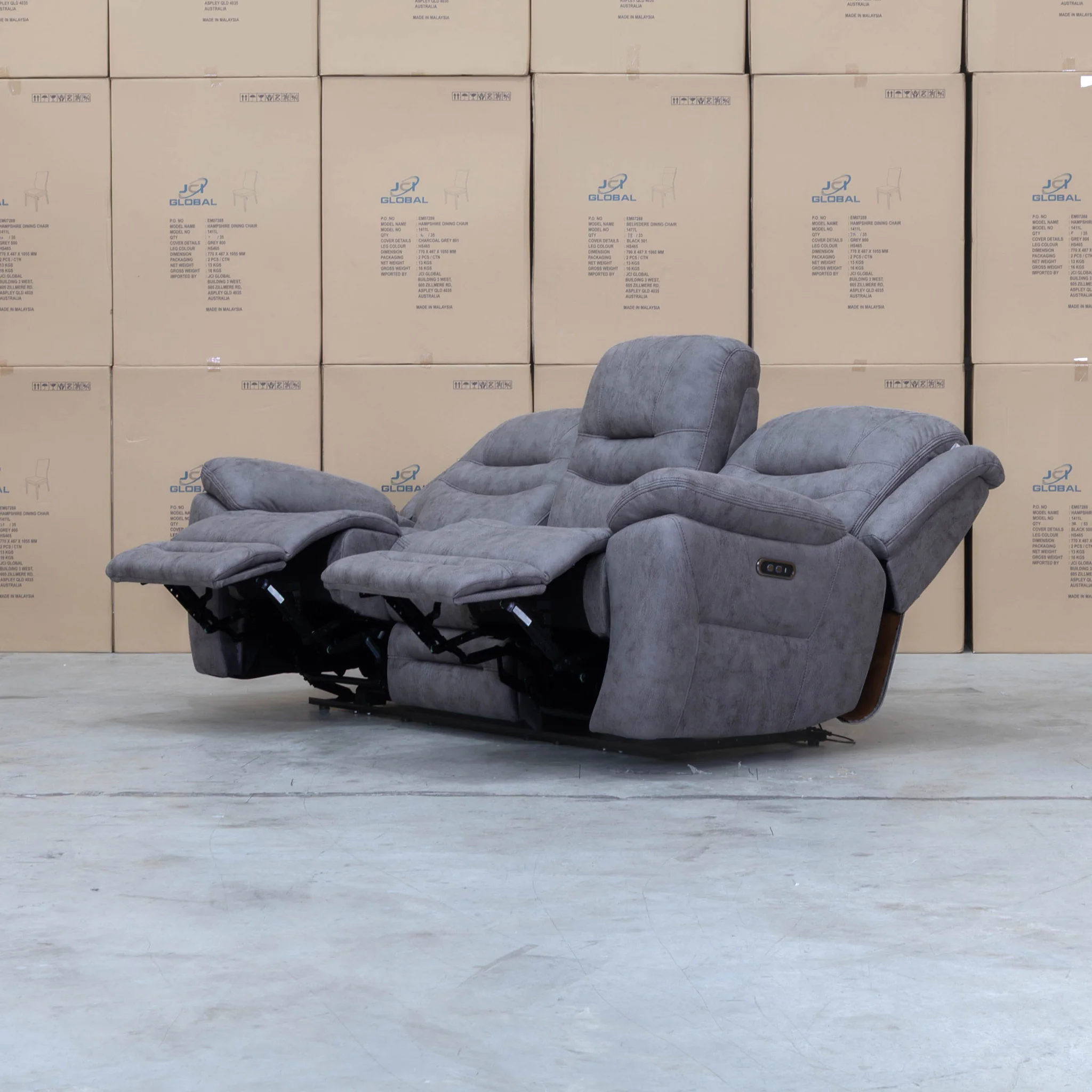 Airlie Three Seat Electric Recliner Lounge - Slate - Image 7