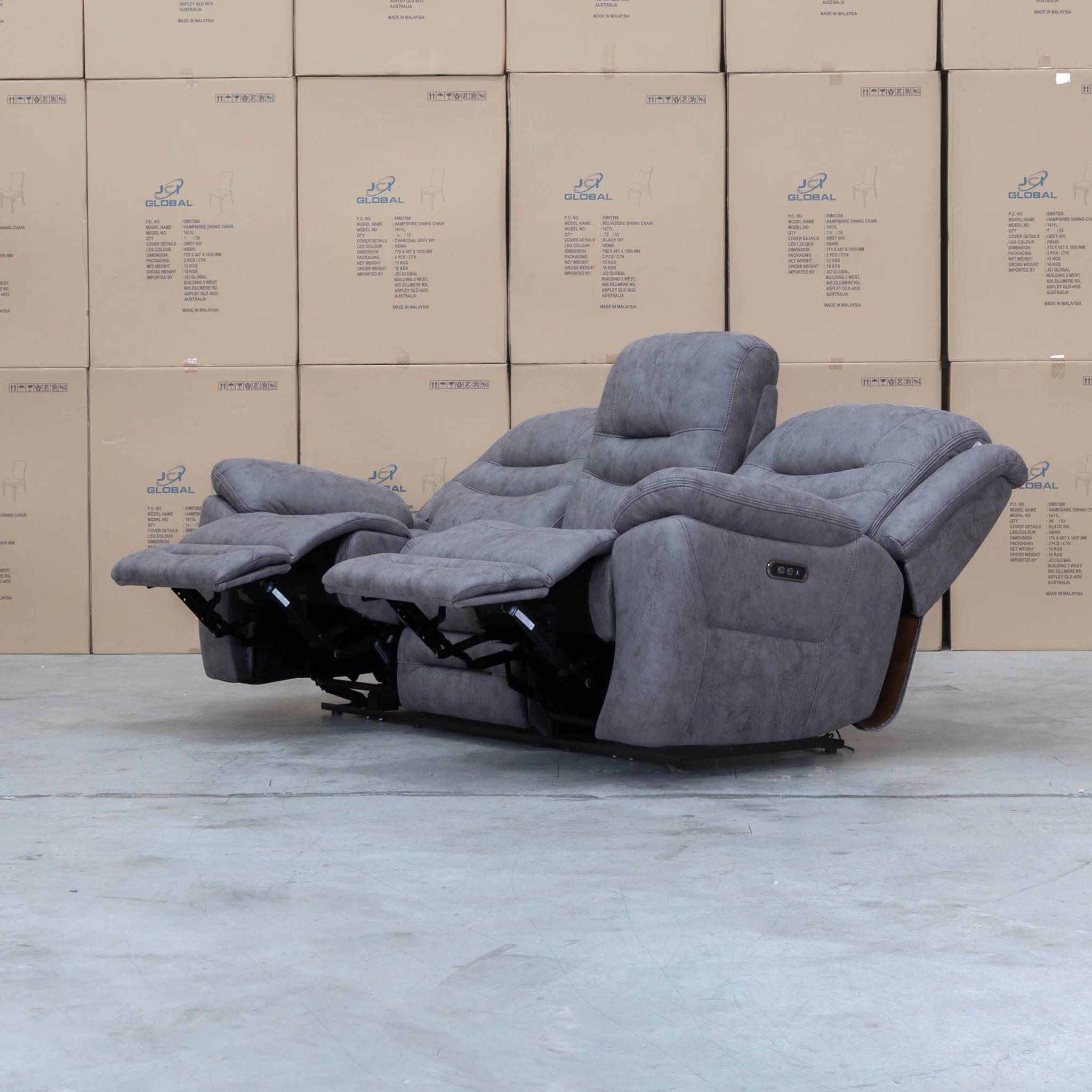 Airlie Three Seat Electric Recliner Lounge - Slate - Image 8