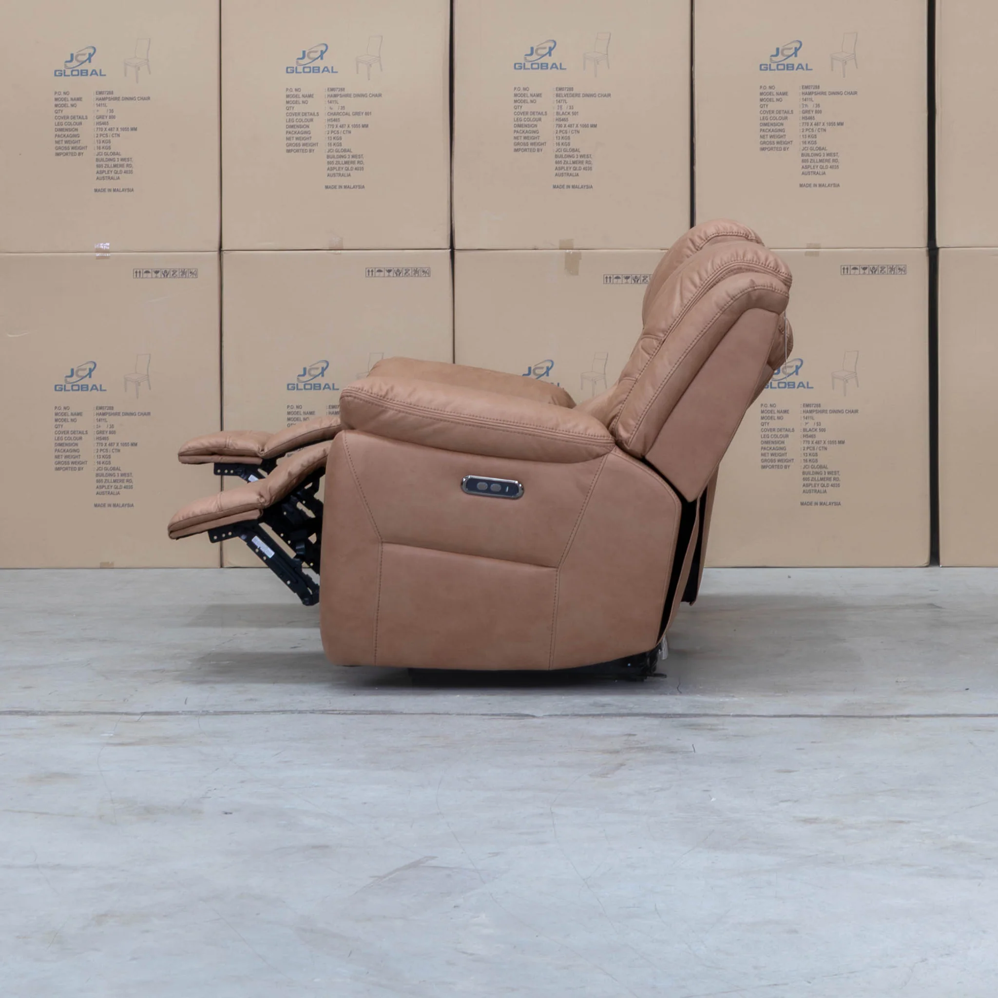 Airlie Three Seat Electric Recliner Lounge - Tan - Image 12