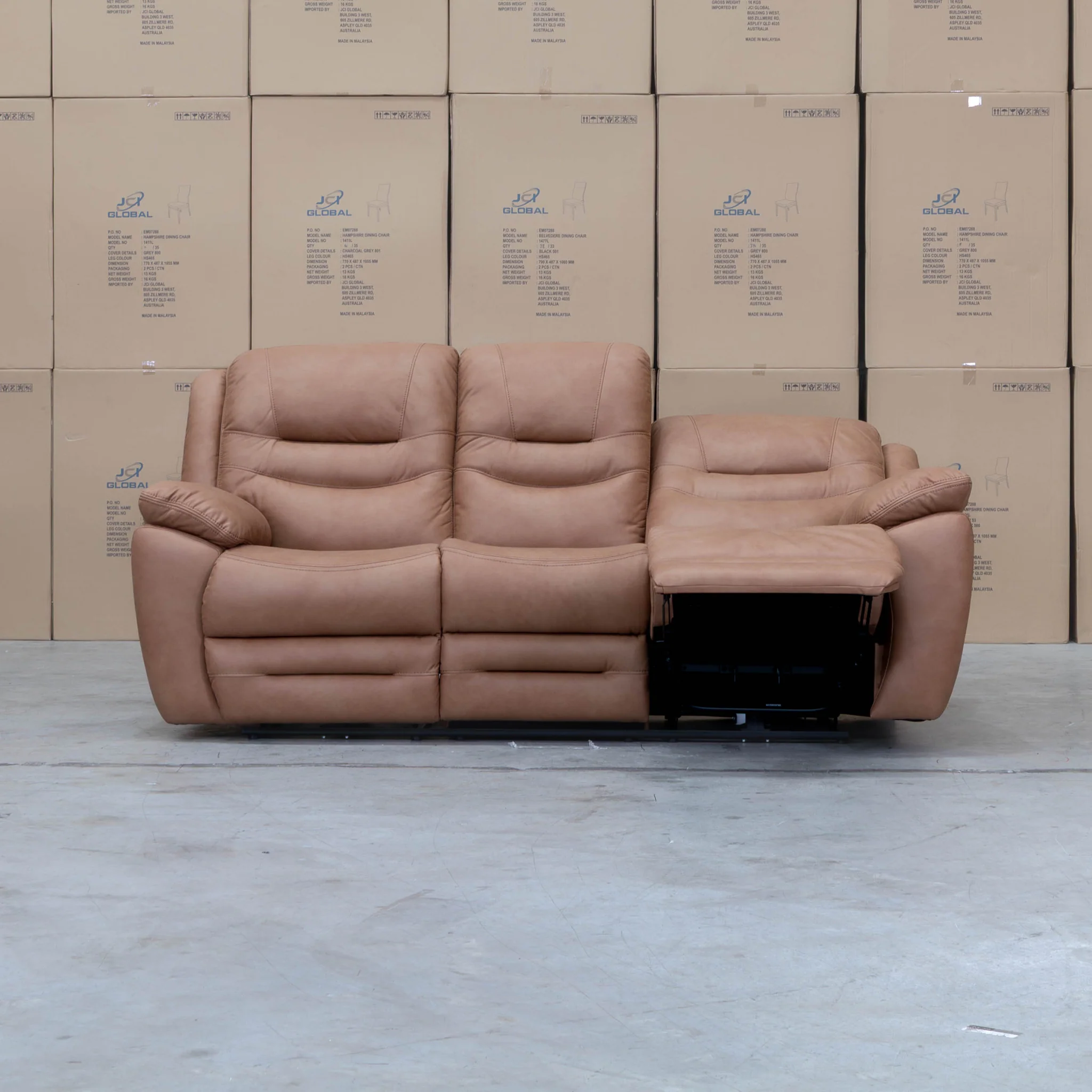 Airlie Three Seat Electric Recliner Lounge - Tan - Image 6