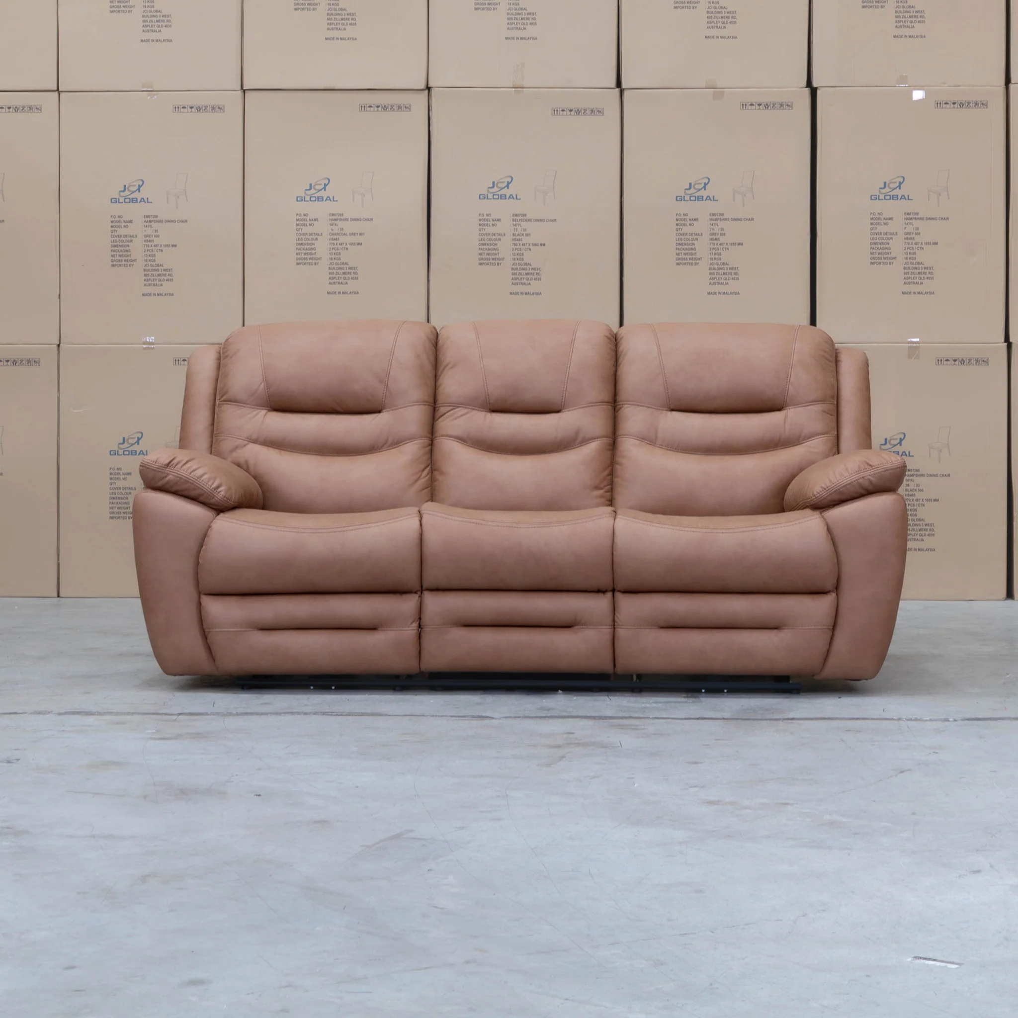 Airlie Three Seat Electric Recliner Lounge - Tan - Image 7