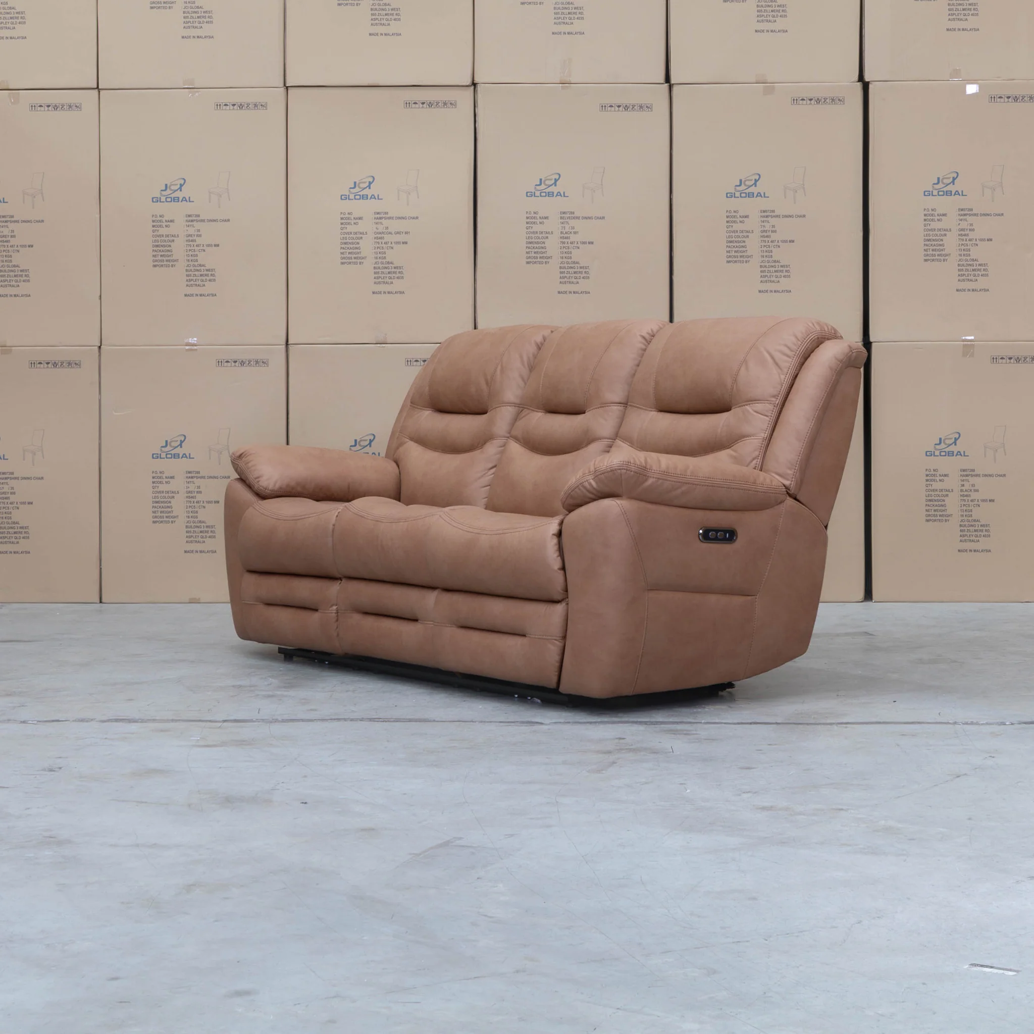 Airlie Three Seat Electric Recliner Lounge - Tan - Image 8
