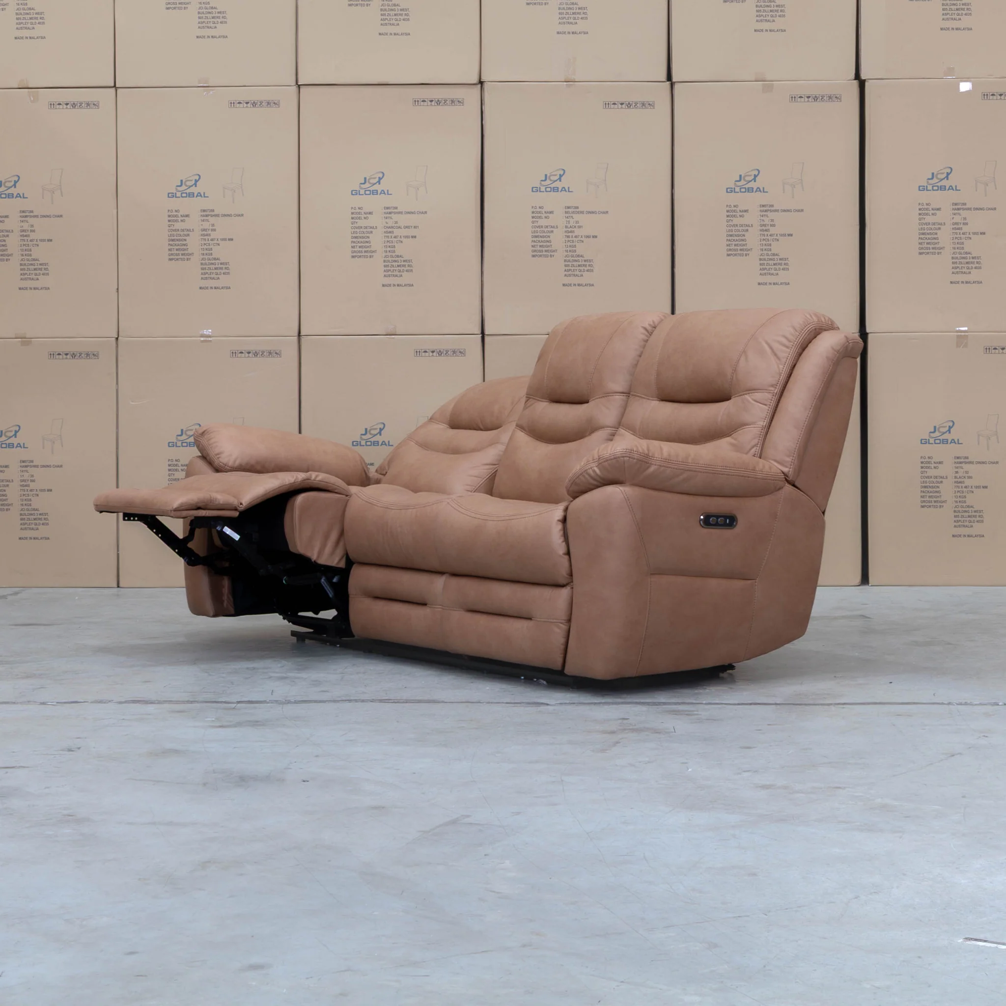 Airlie Three Seat Electric Recliner Lounge - Tan - Image 9