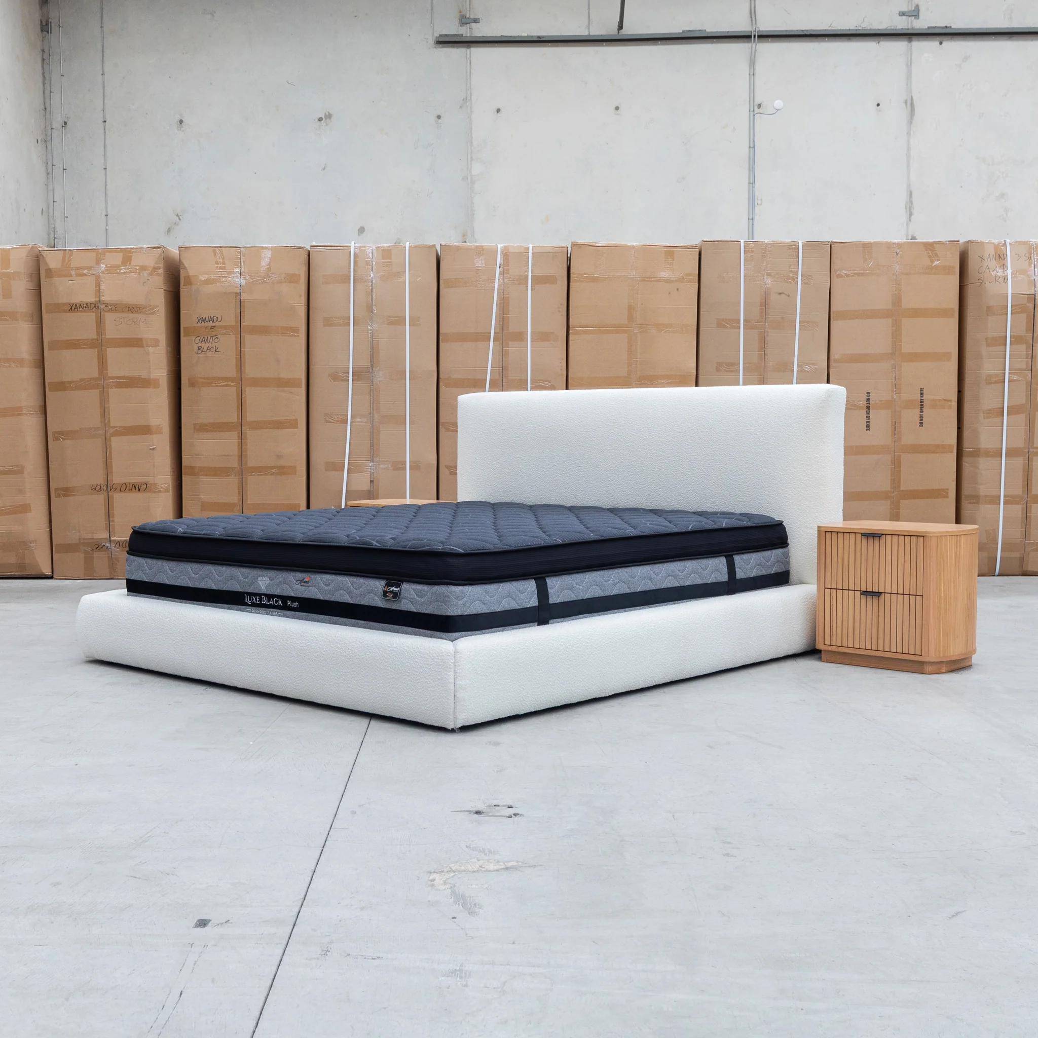 Alina King Upholstered Bed - Cream
