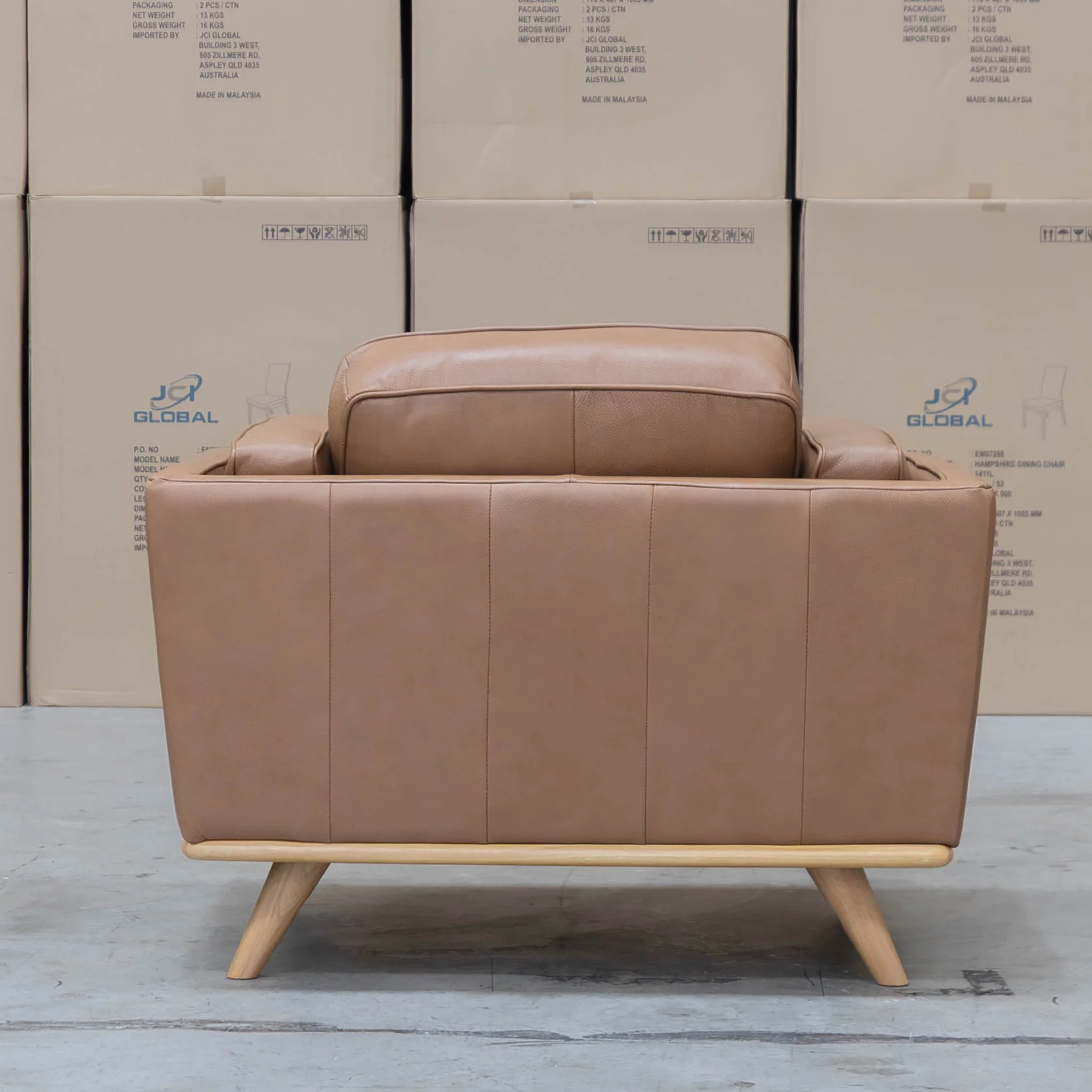 Alpine Single Leather Armchair - Tan - Image 4