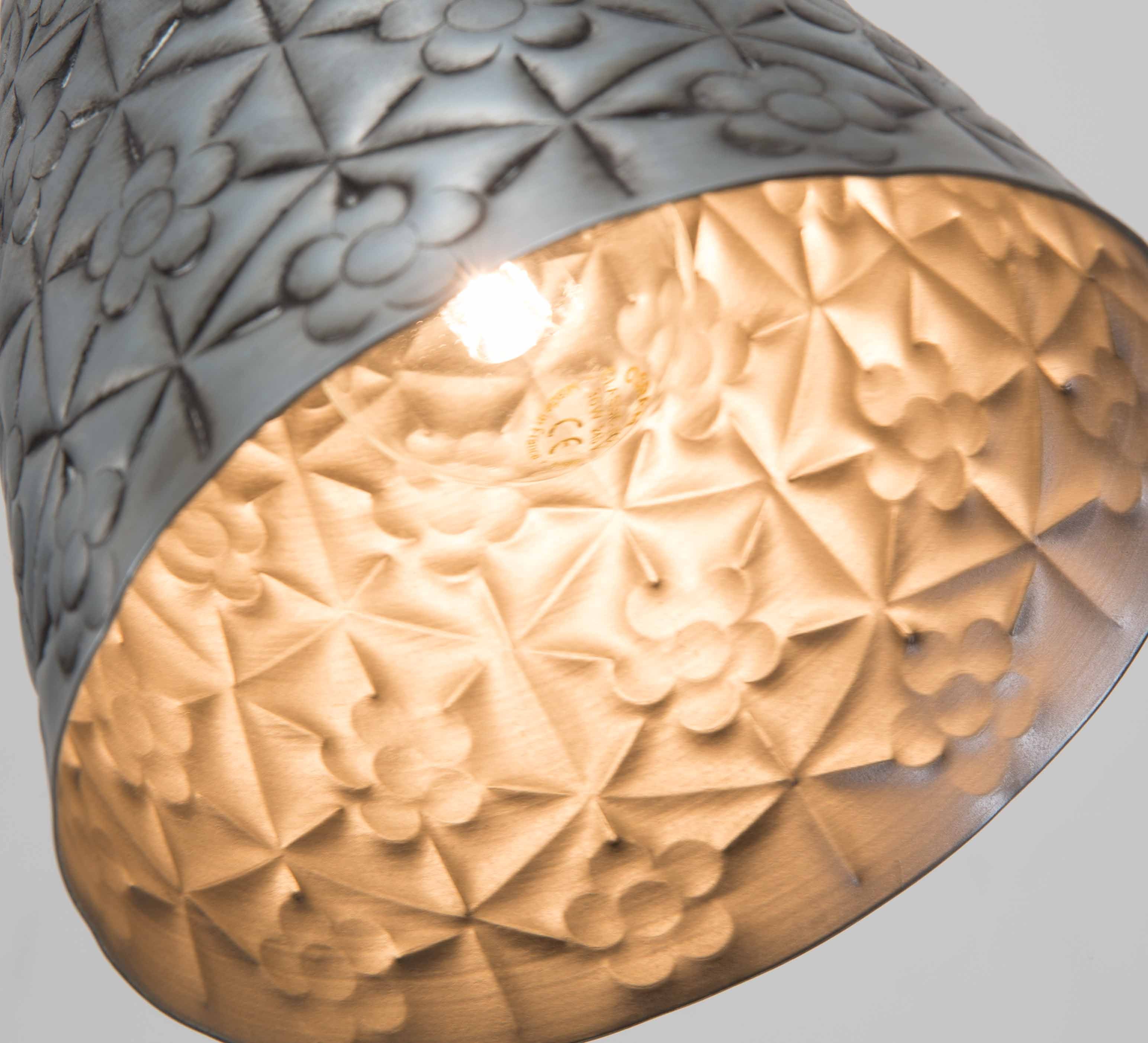 Aluminium Merakesh ConeEmbossed Pendant Light - Antique Zinc - OS05 - Available In-Store Only - Image 2