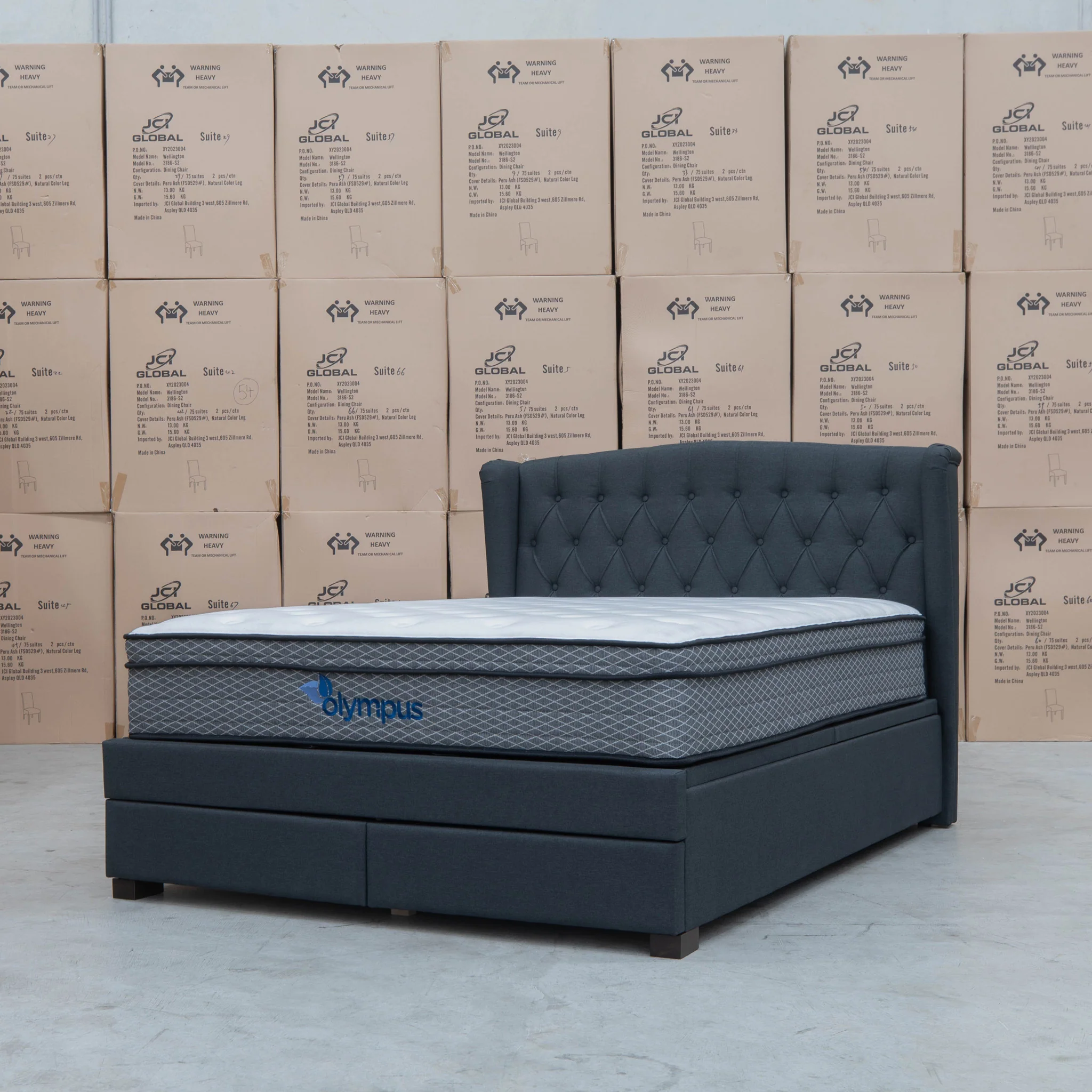 Amelia King Fabric Gas Lift Storage Drawer Bed - Charcoal - Available After 13th March - Image 7