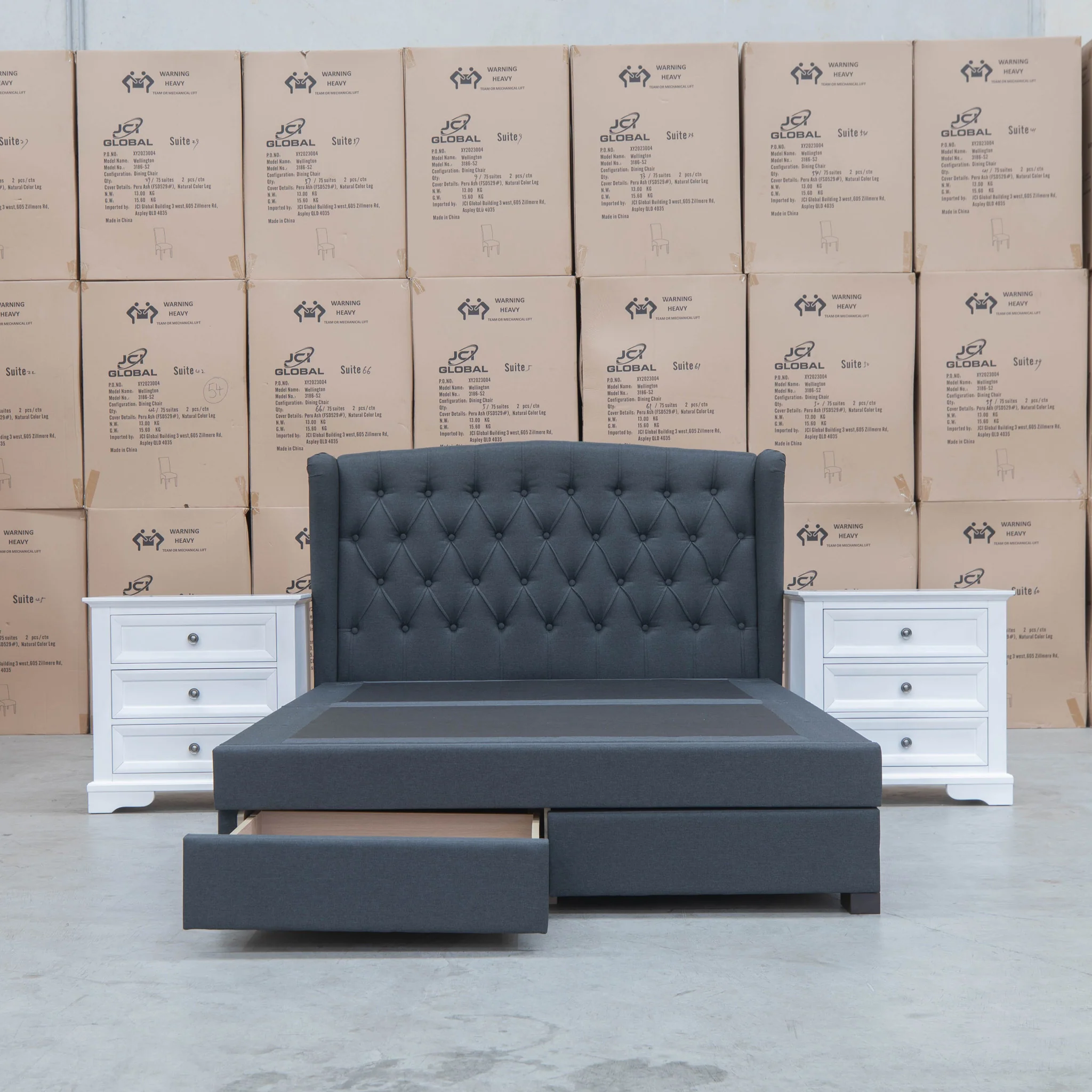Amelia Queen Fabric Gas Lift Storage Bed - Charcoal - Available After 13th March - Image 11