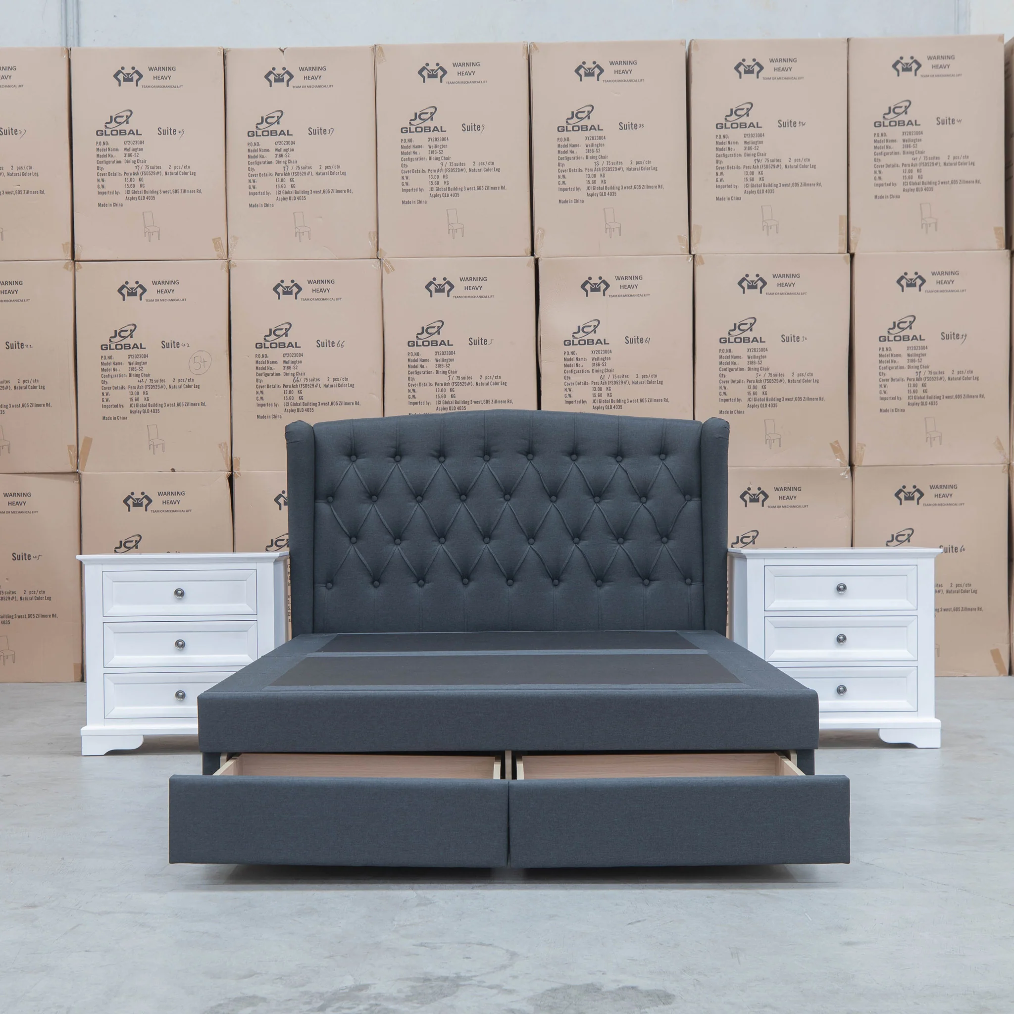 Amelia Queen Fabric Gas Lift Storage Bed - Charcoal - Available After 13th March - Image 12