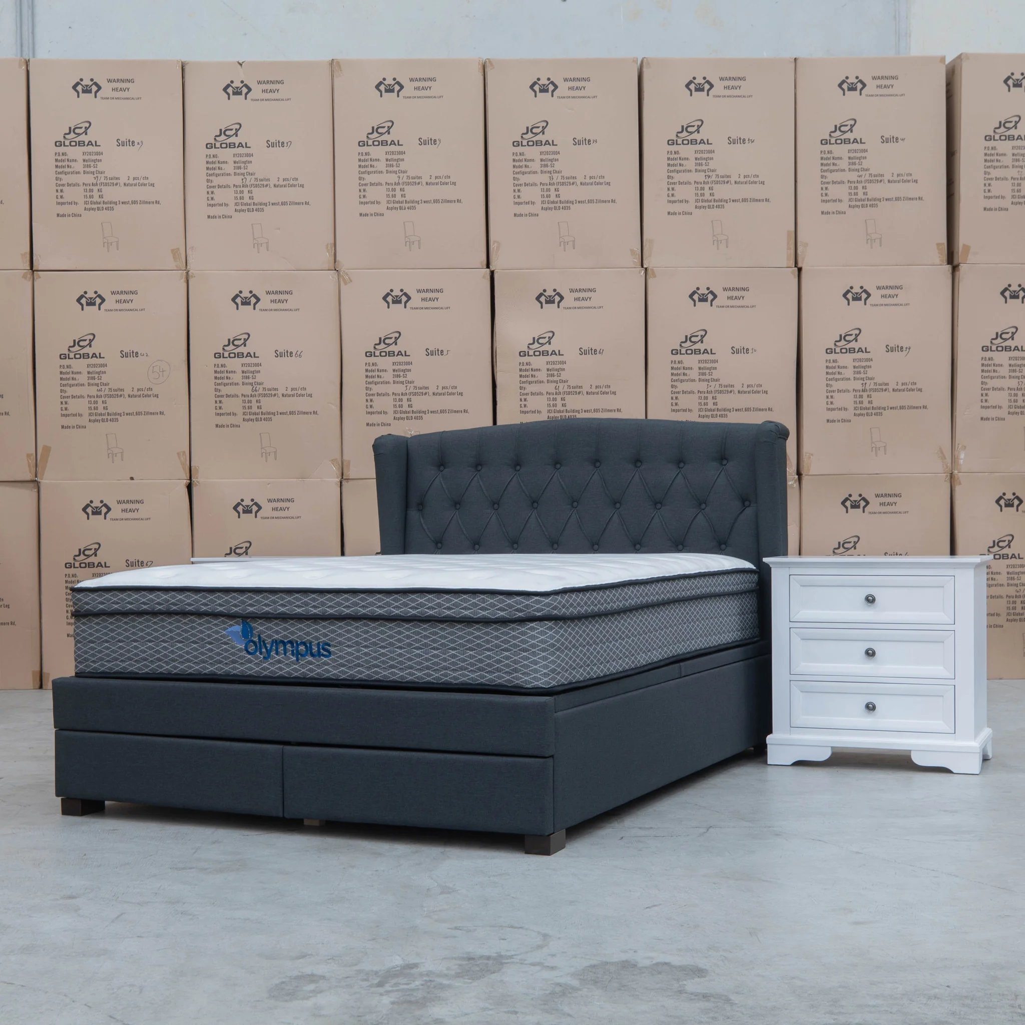 Amelia Queen Fabric Gas Lift Storage Bed - Charcoal - Available After 13th March - Image 3