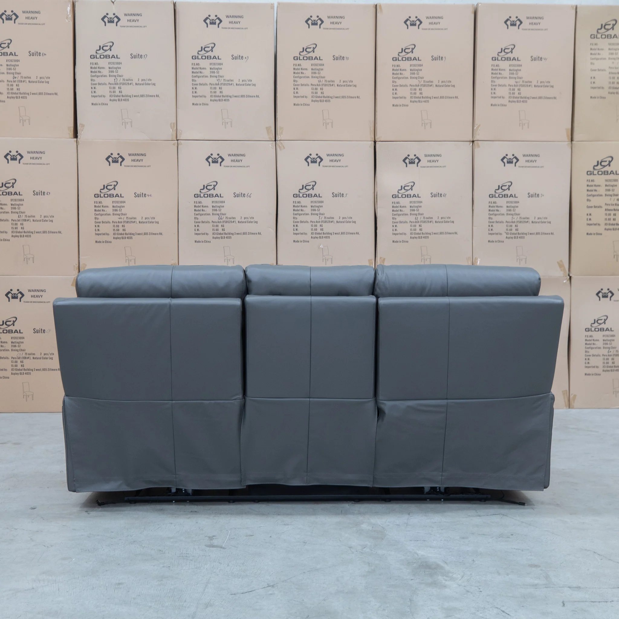 Anchorage Three Seat Triple Motor Electric Recliner Lounge - Storm Leather - Image 23