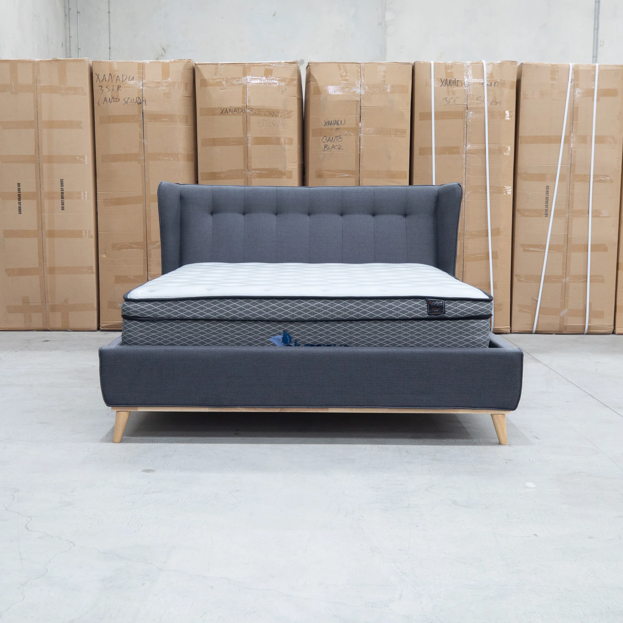 Aspen Double Upholstered Bed - Charcoal - Image 3