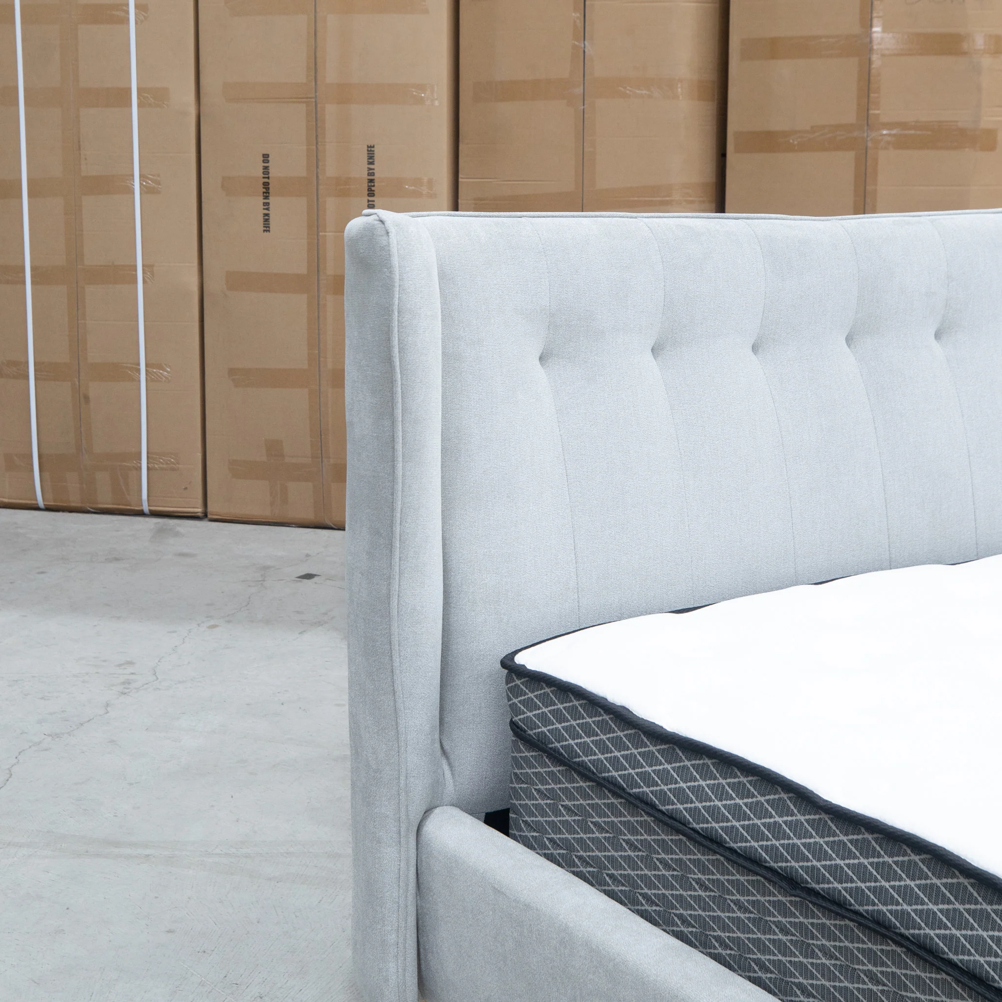 Aspen Double Upholstered Bed - Light Grey - Image 7