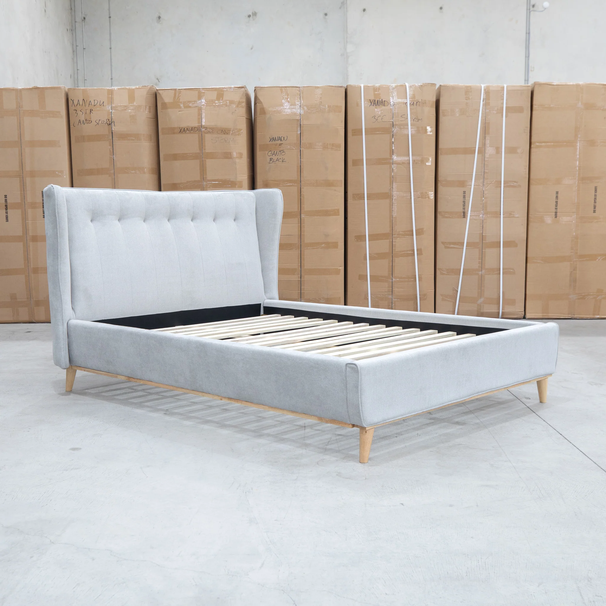 Aspen Double Upholstered Bed - Light Grey - Image 8