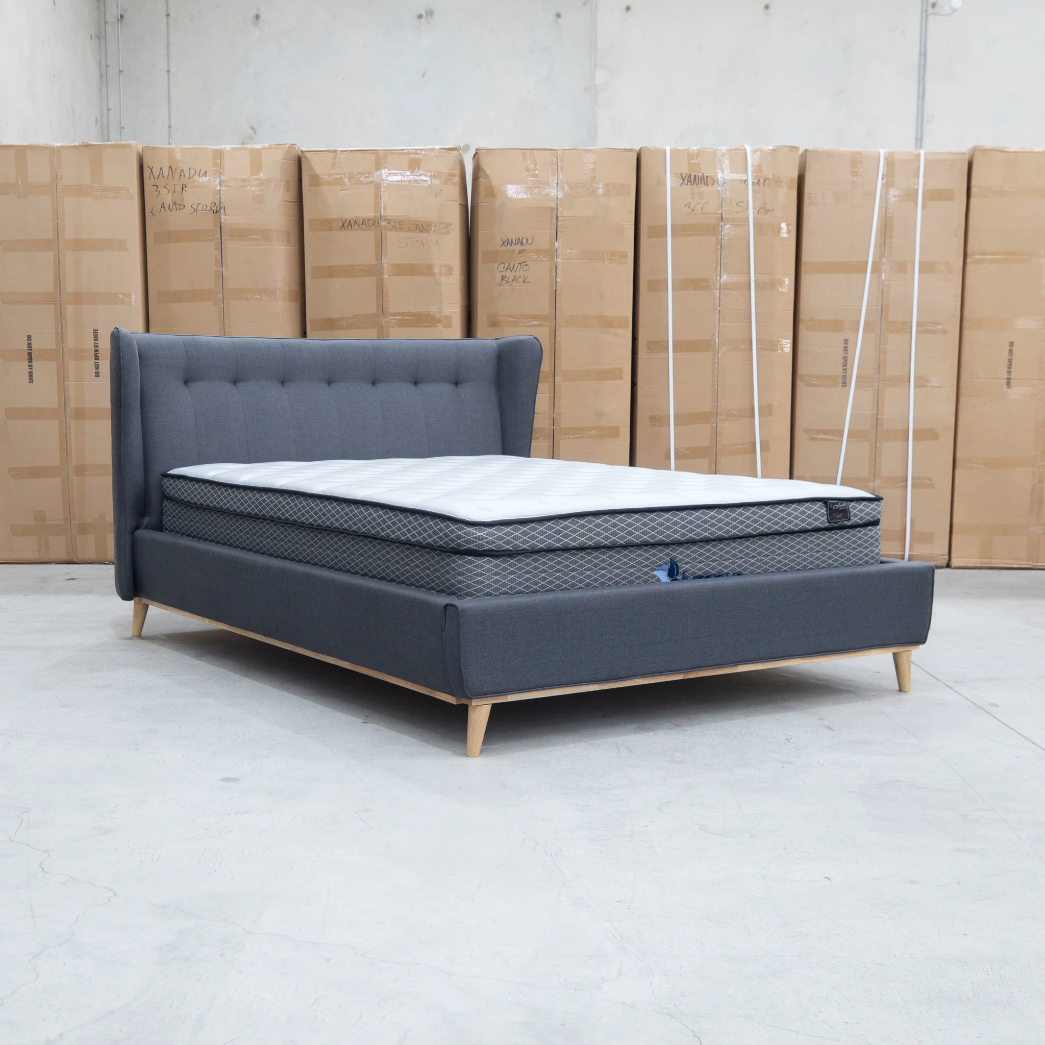 Aspen Queen Upholstered Bed - Charcoal - Image 4
