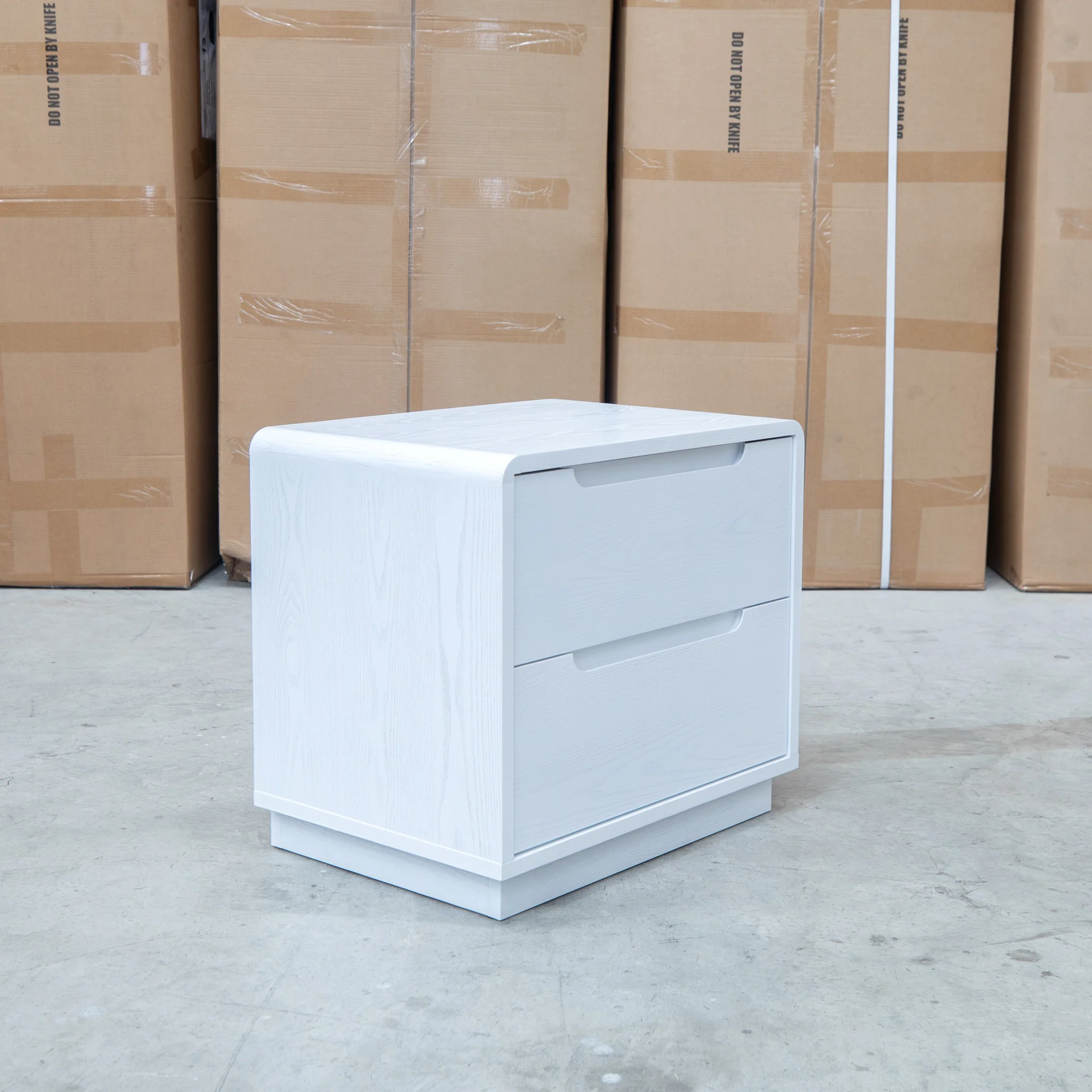 Aston Two Drawer White Ash Bedside - White - Image 4