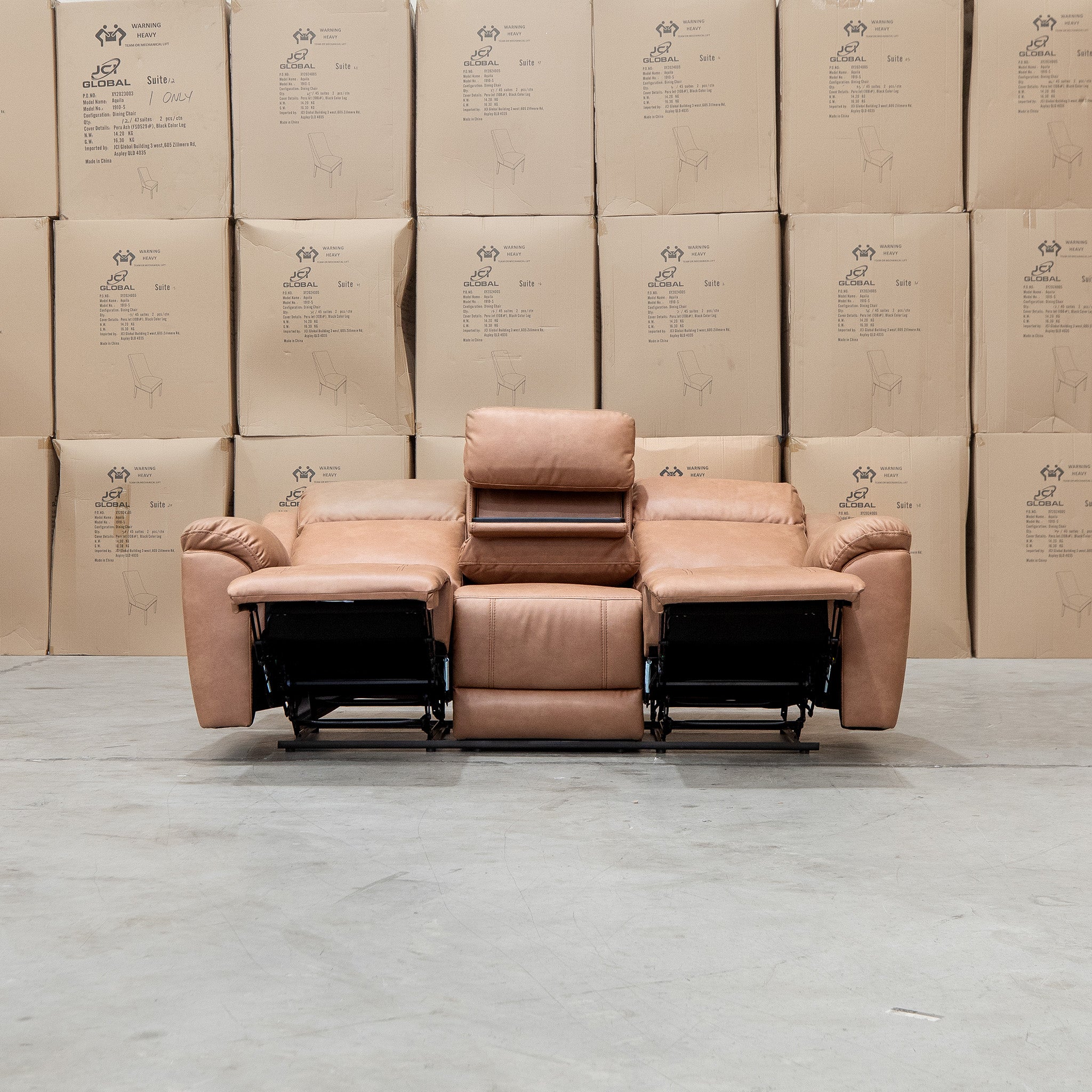 Bari Three Seat Recliner Lounge - Tan - Image 3