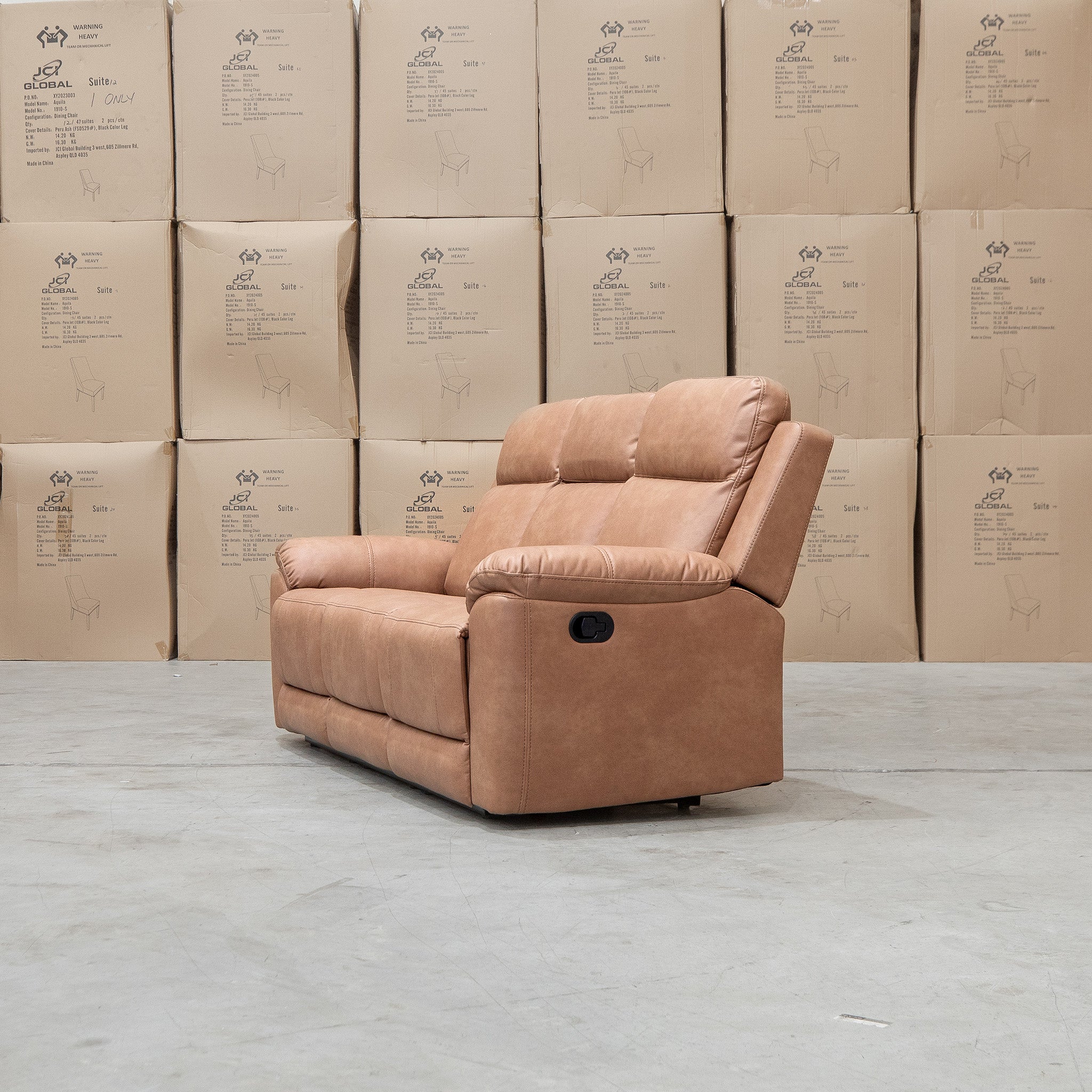 Bari Three Seat Recliner Lounge - Tan - Image 5