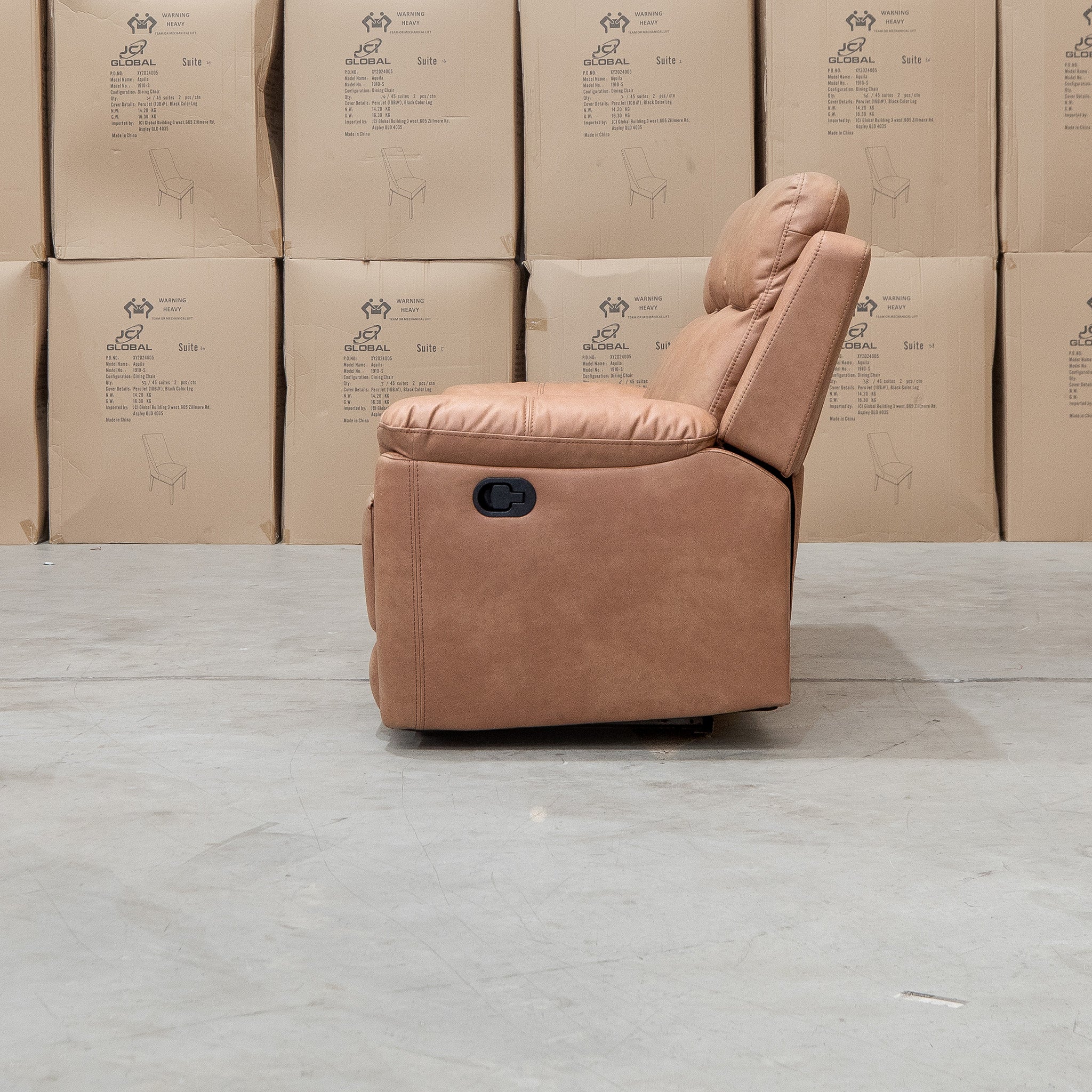 Bari Three Seat Recliner Lounge - Tan - Image 9