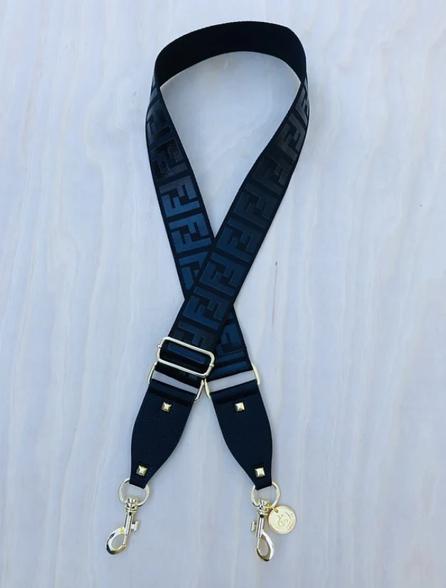 Black F - Bag Strap - Gold Hardware
