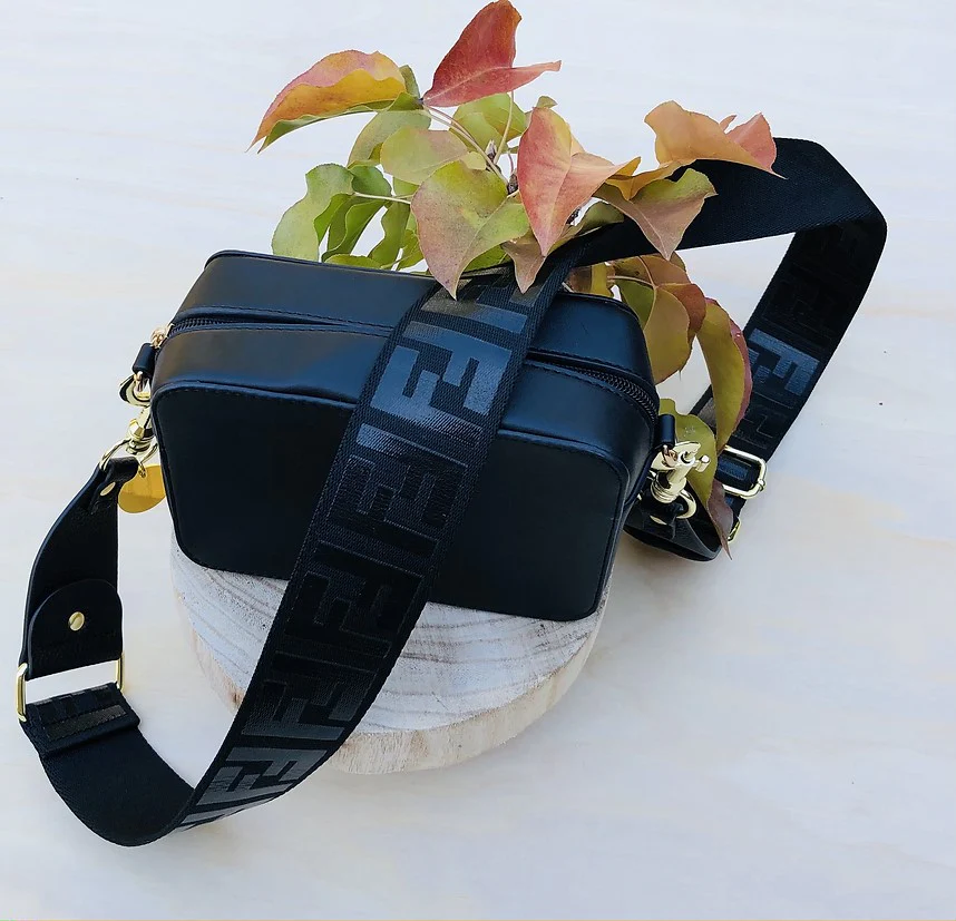 Black F - Bag Strap - Gold Hardware - Image 2
