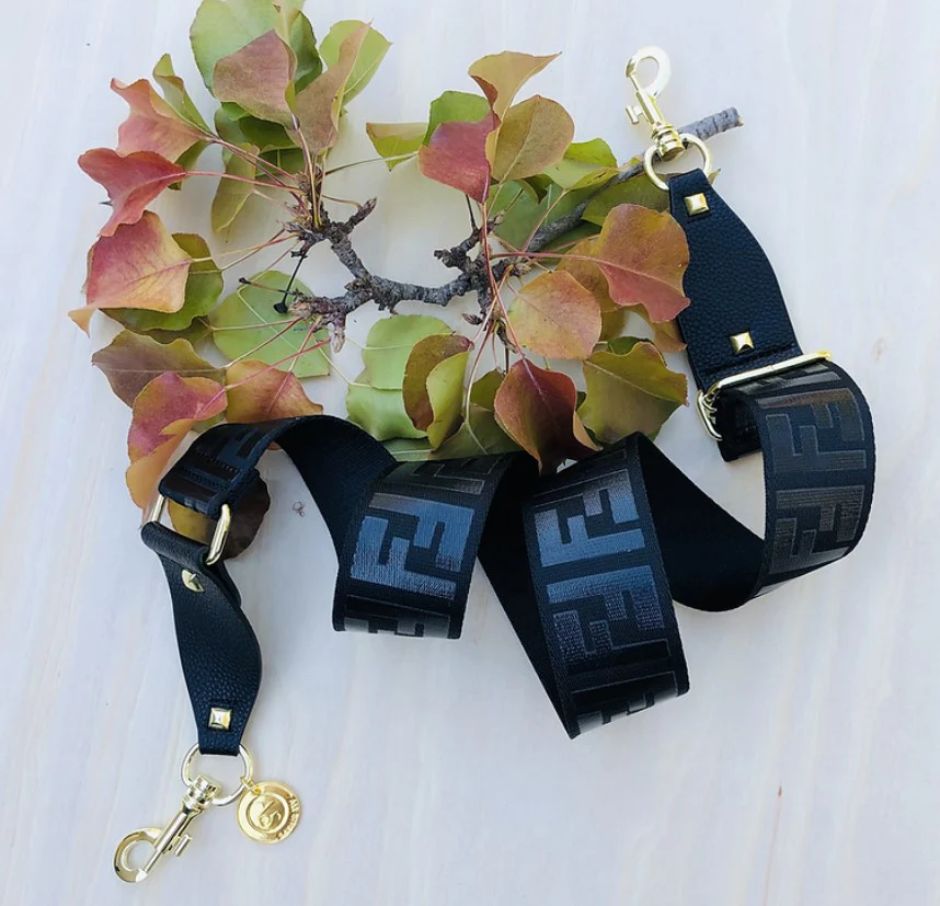 Black F - Bag Strap - Gold Hardware - Image 3