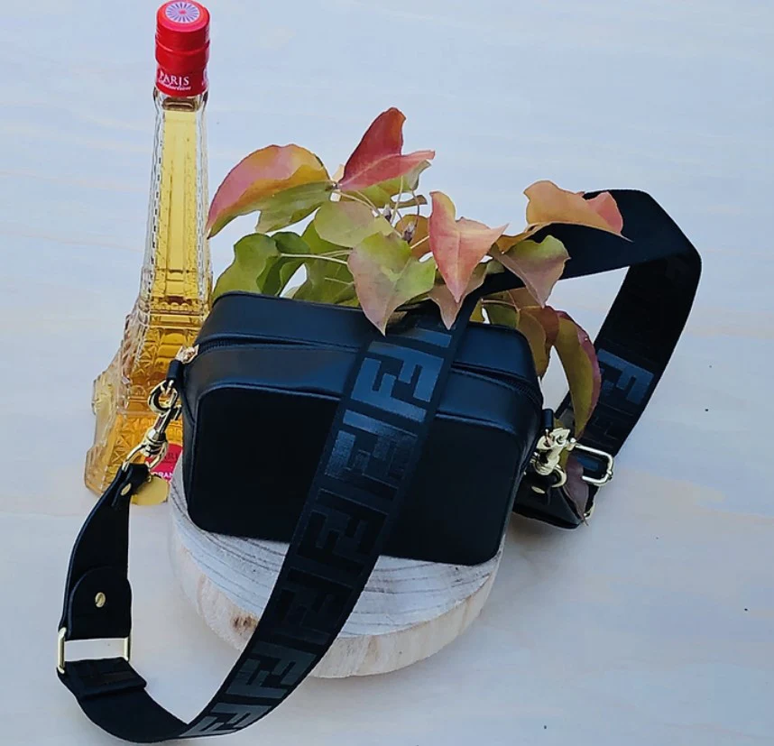 Black F - Bag Strap - Gold Hardware - Image 4