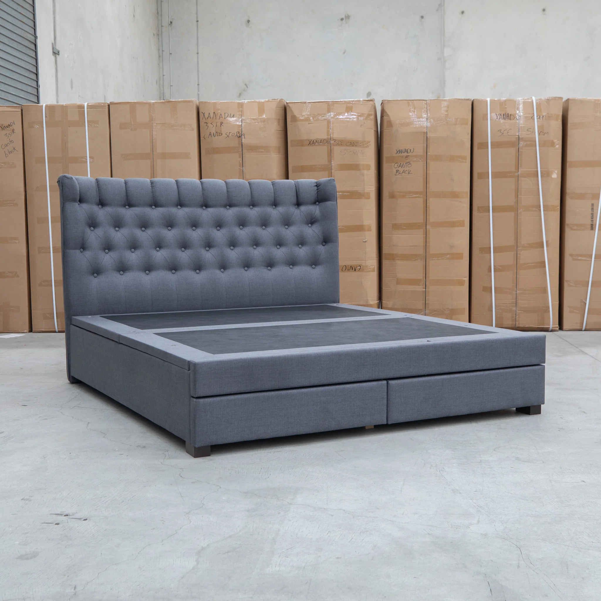 Blake King Upholstered Gas Lift Storage Bed - Charcoal - Image 11