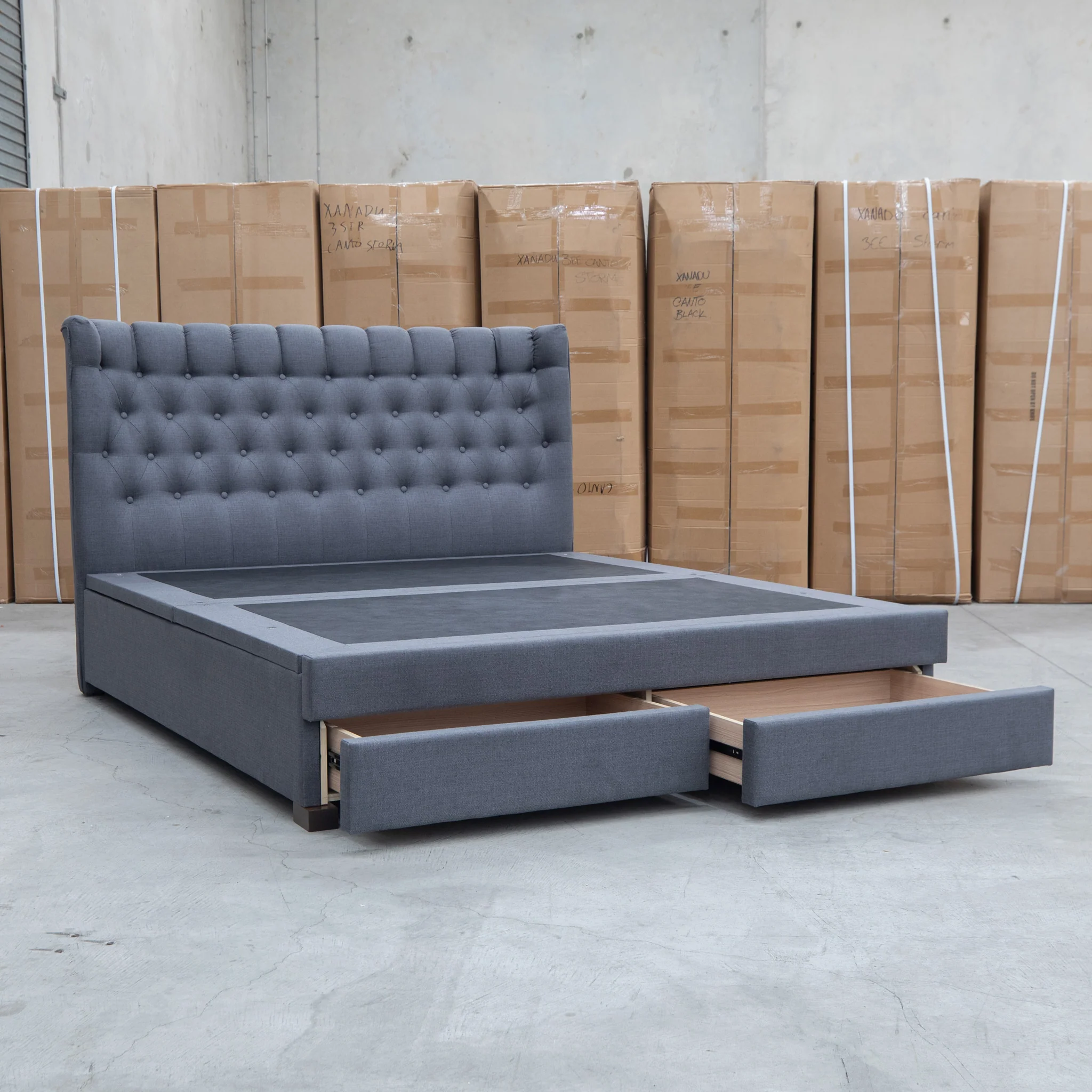 Blake King Upholstered Gas Lift Storage Bed - Charcoal - Image 12