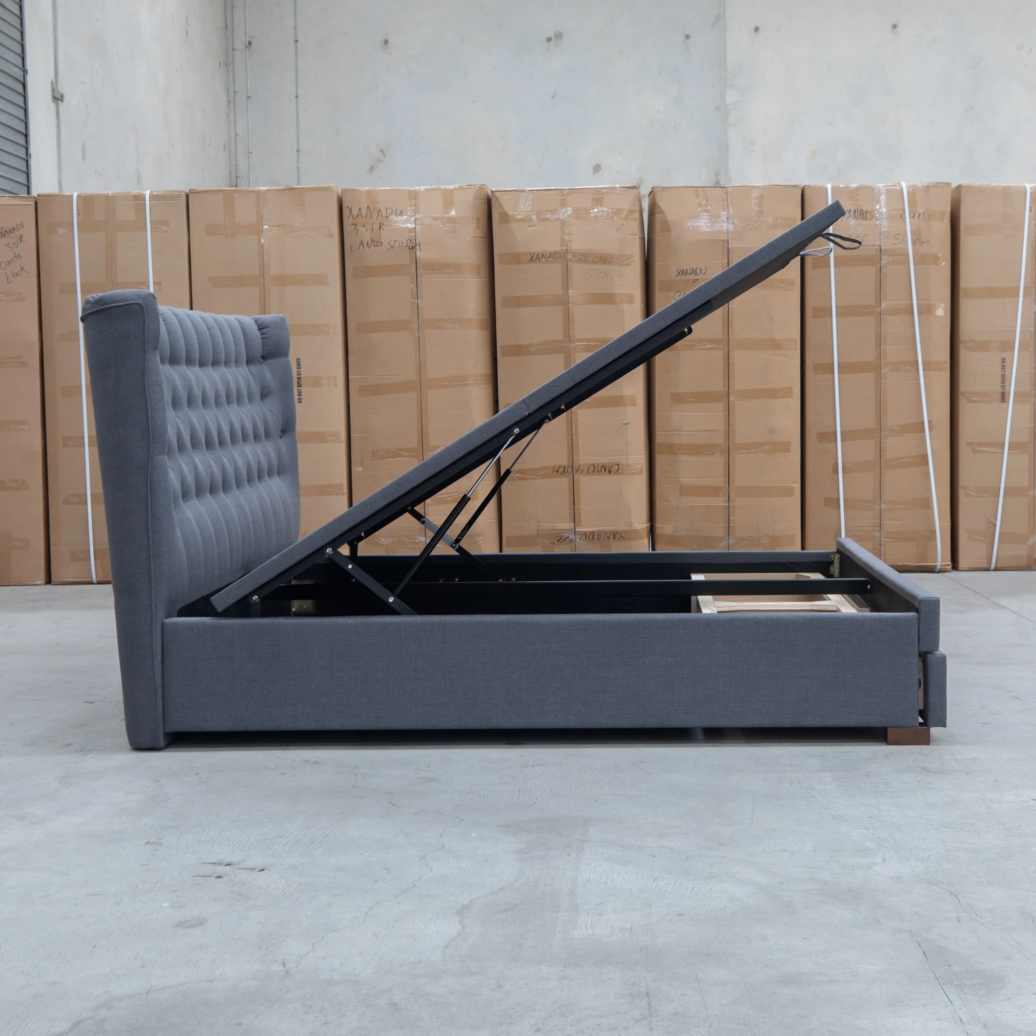 Blake King Upholstered Gas Lift Storage Bed - Charcoal - Image 17