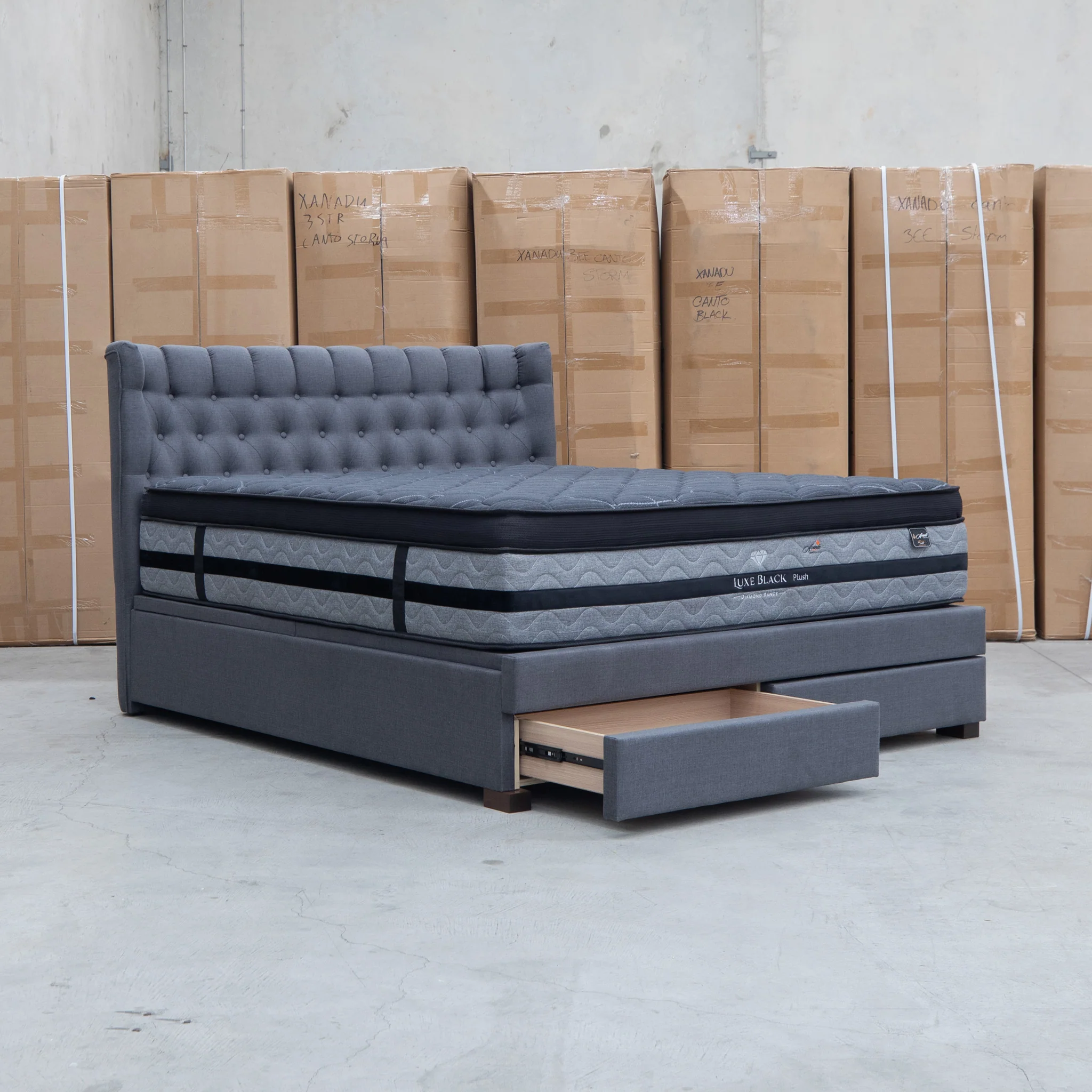 Blake King Upholstered Gas Lift Storage Bed - Charcoal - Image 20