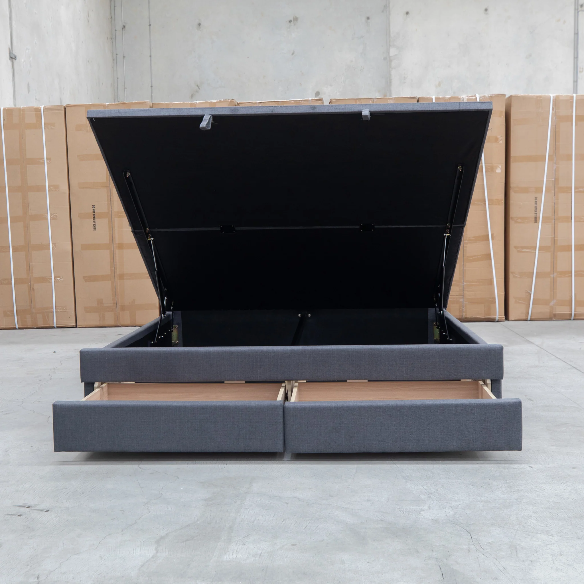 Blake King Upholstered Gas Lift Storage Bed - Charcoal - Image 8