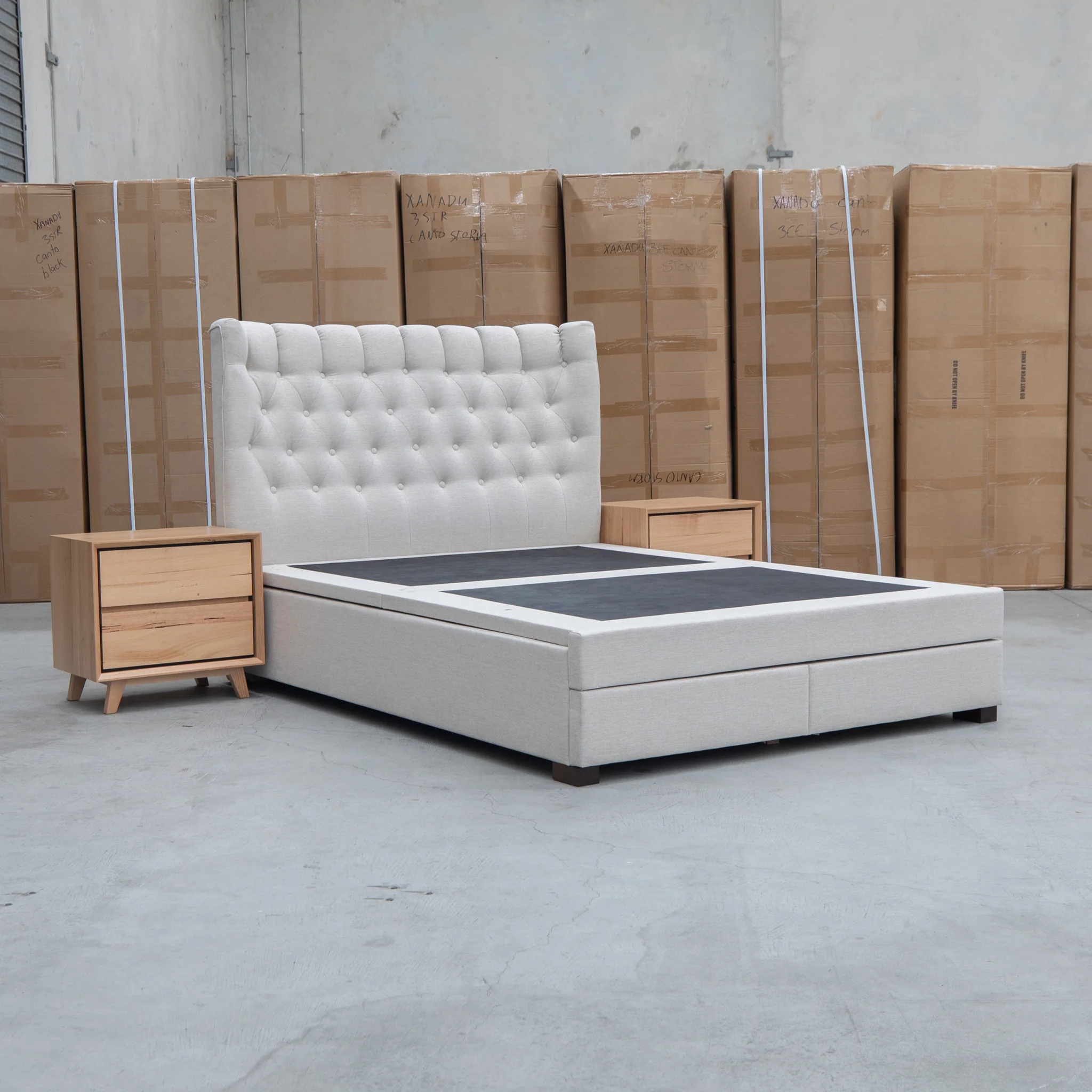 Blake King Upholstered Gas Lift Storage Bed - Oat White - Image 10