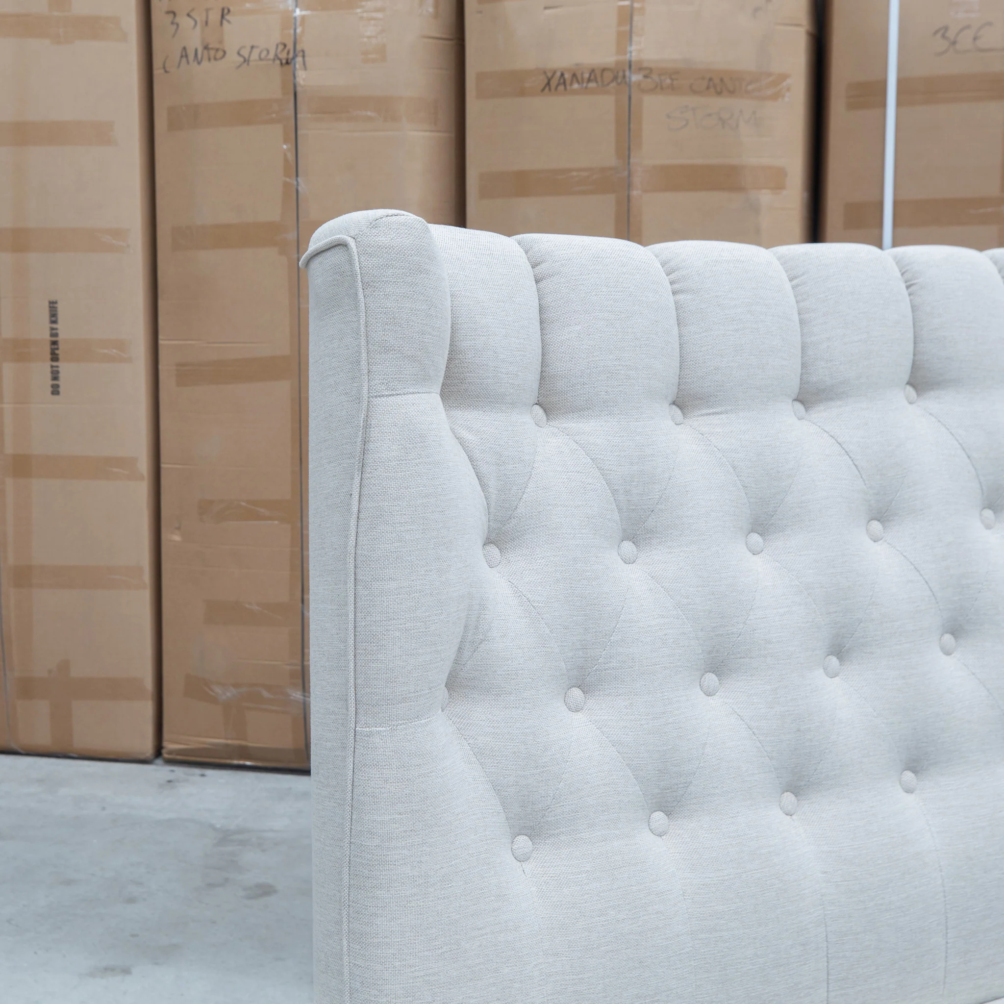 Blake King Upholstered Gas Lift Storage Bed - Oat White - Image 15