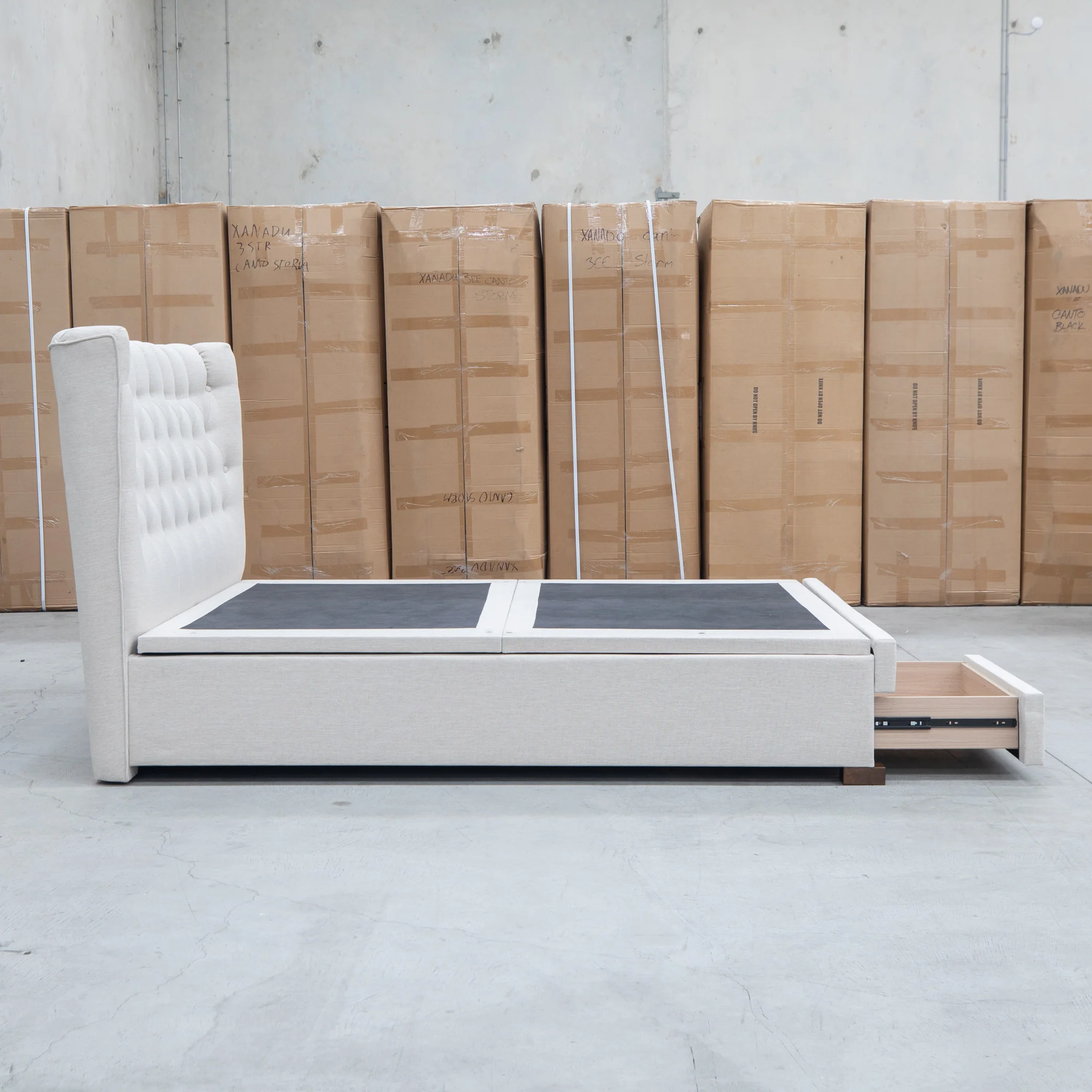 Blake King Upholstered Gas Lift Storage Bed - Oat White - Image 19