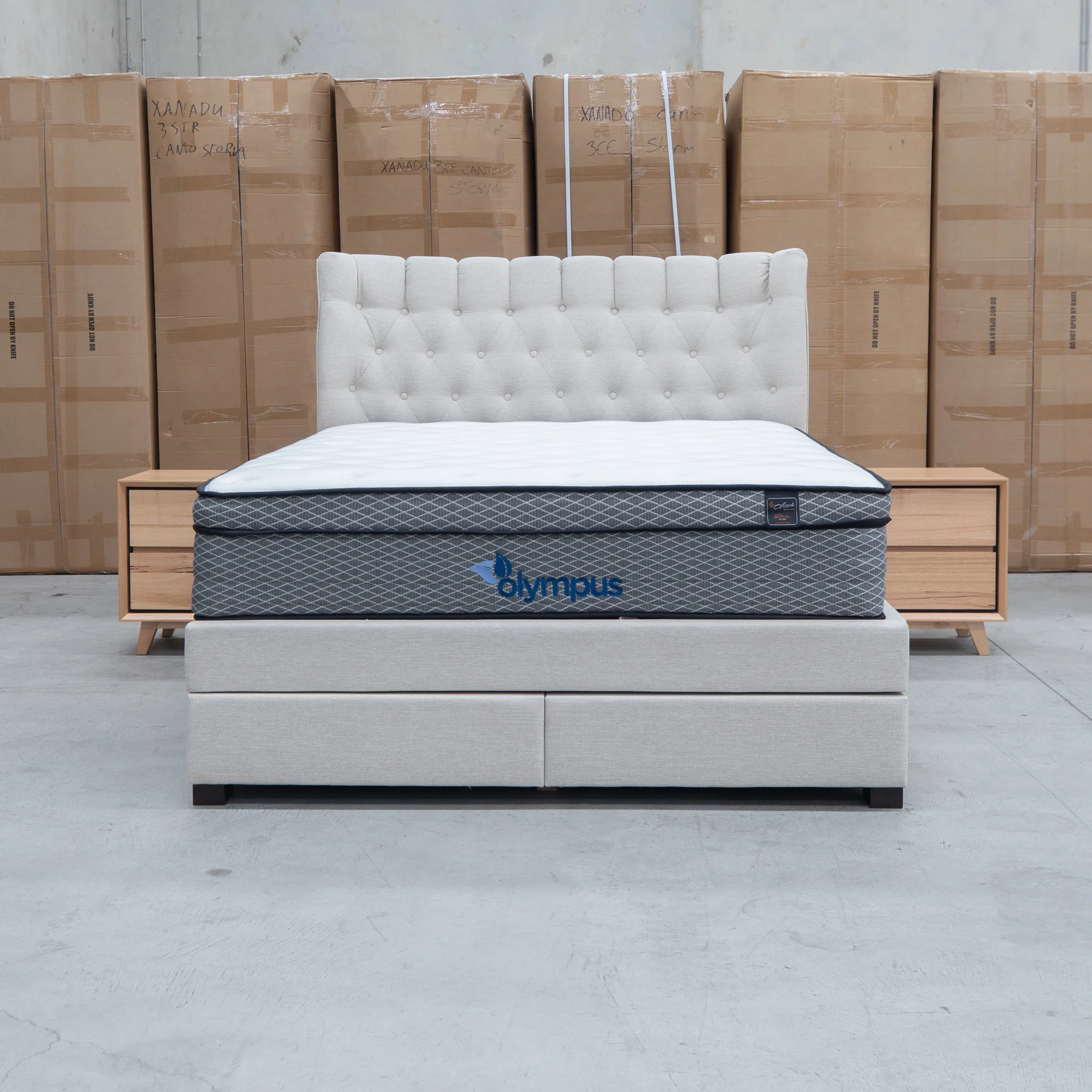 Blake King Upholstered Gas Lift Storage Bed - Oat White - Image 20
