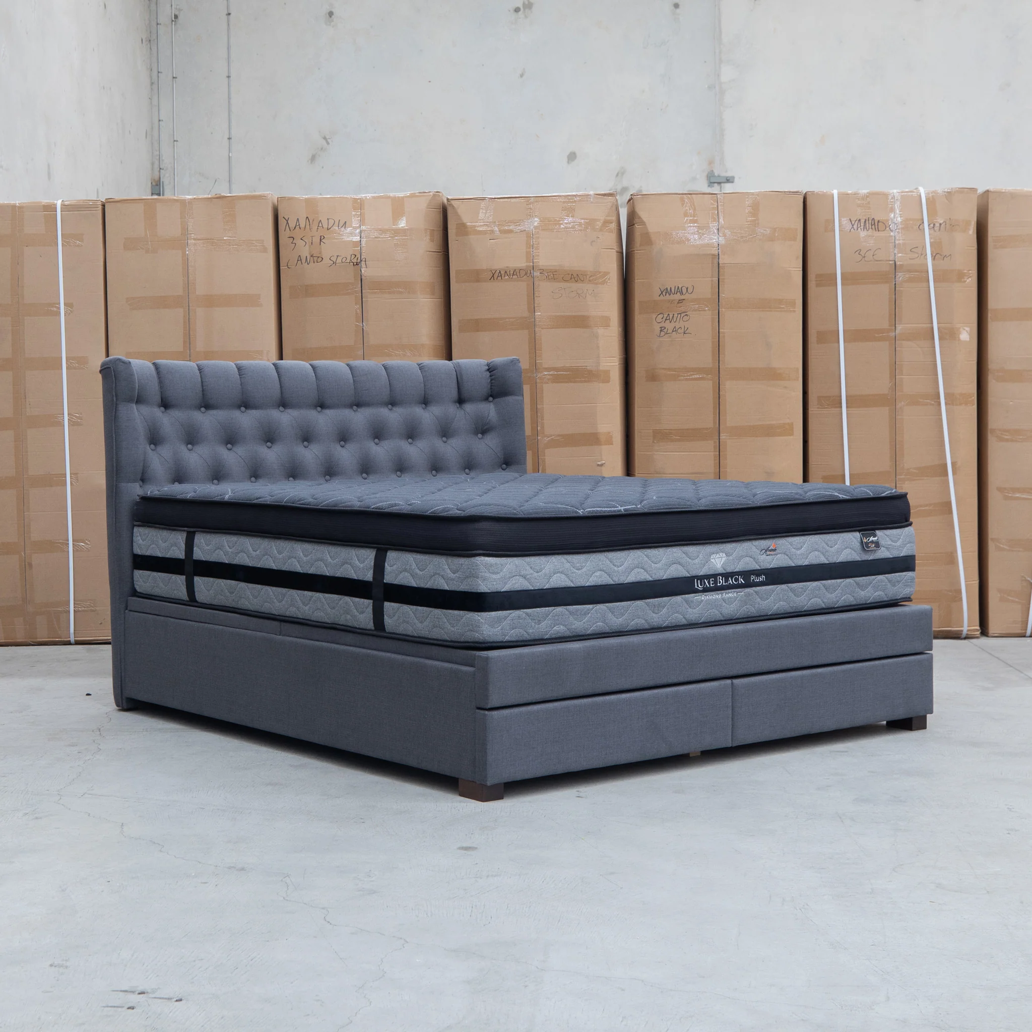 Blake Queen Upholstered Gas Lift Storage Bed - Charcoal - Image 19