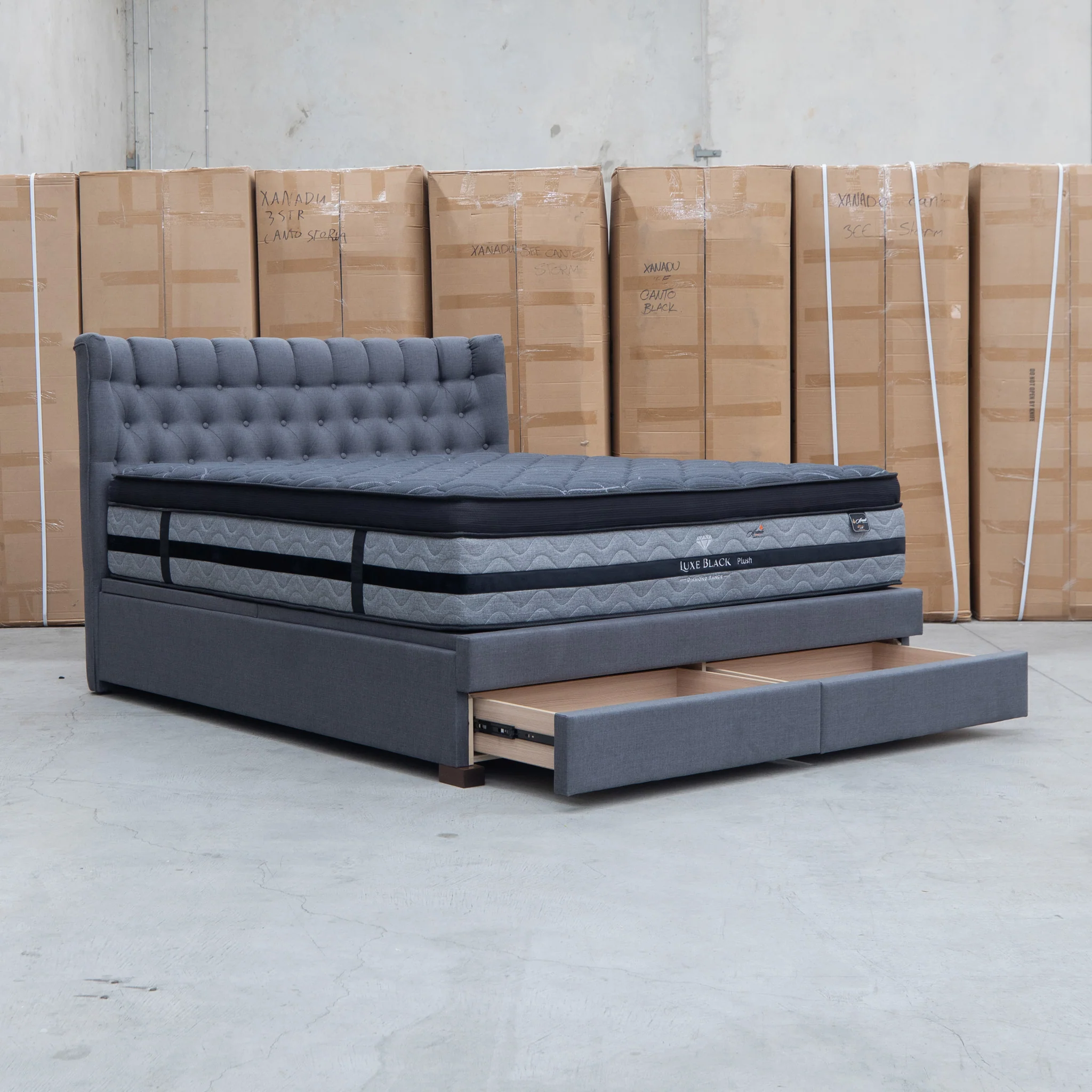 Blake Queen Upholstered Gas Lift Storage Bed - Charcoal - Image 21