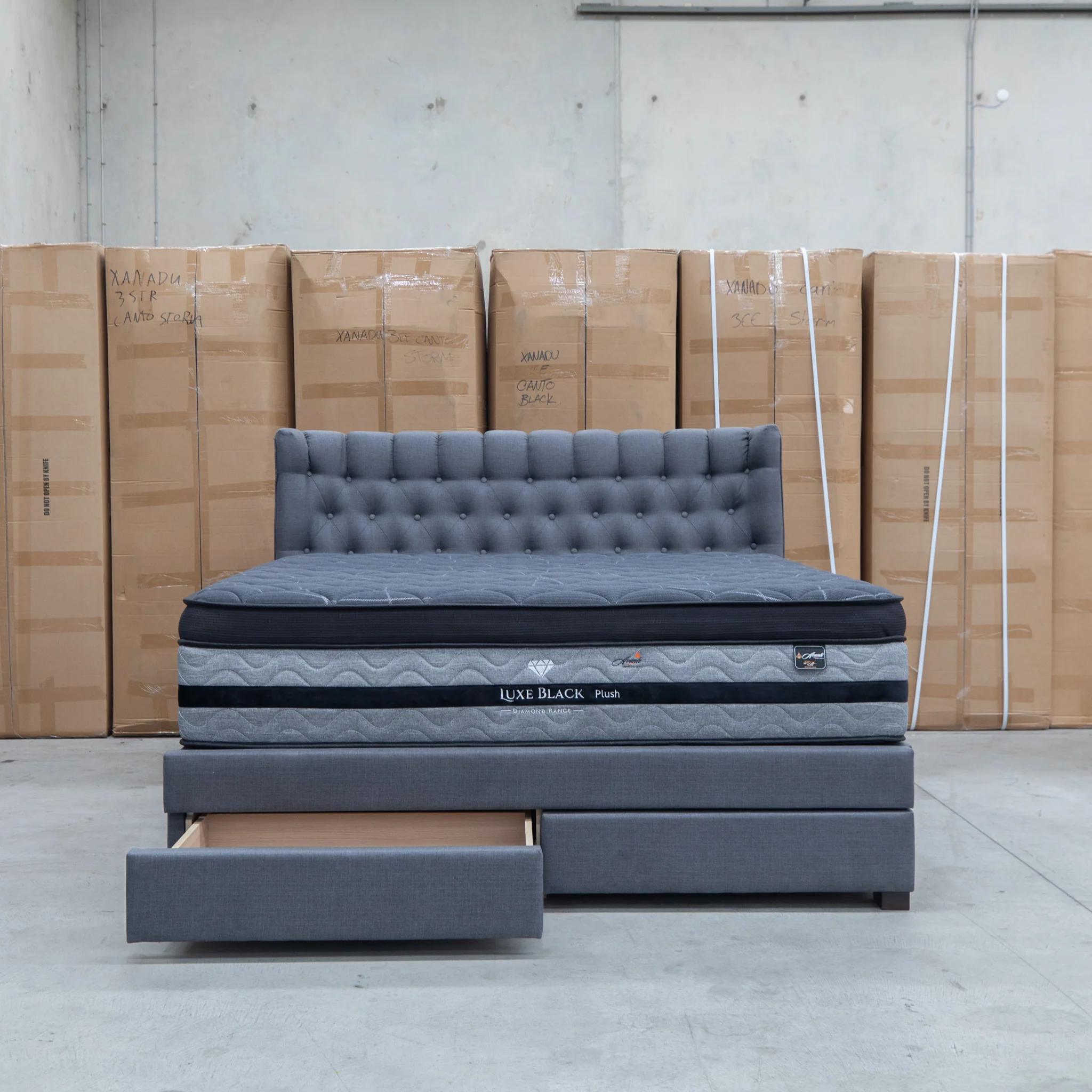 Blake Queen Upholstered Gas Lift Storage Bed - Charcoal - Image 26