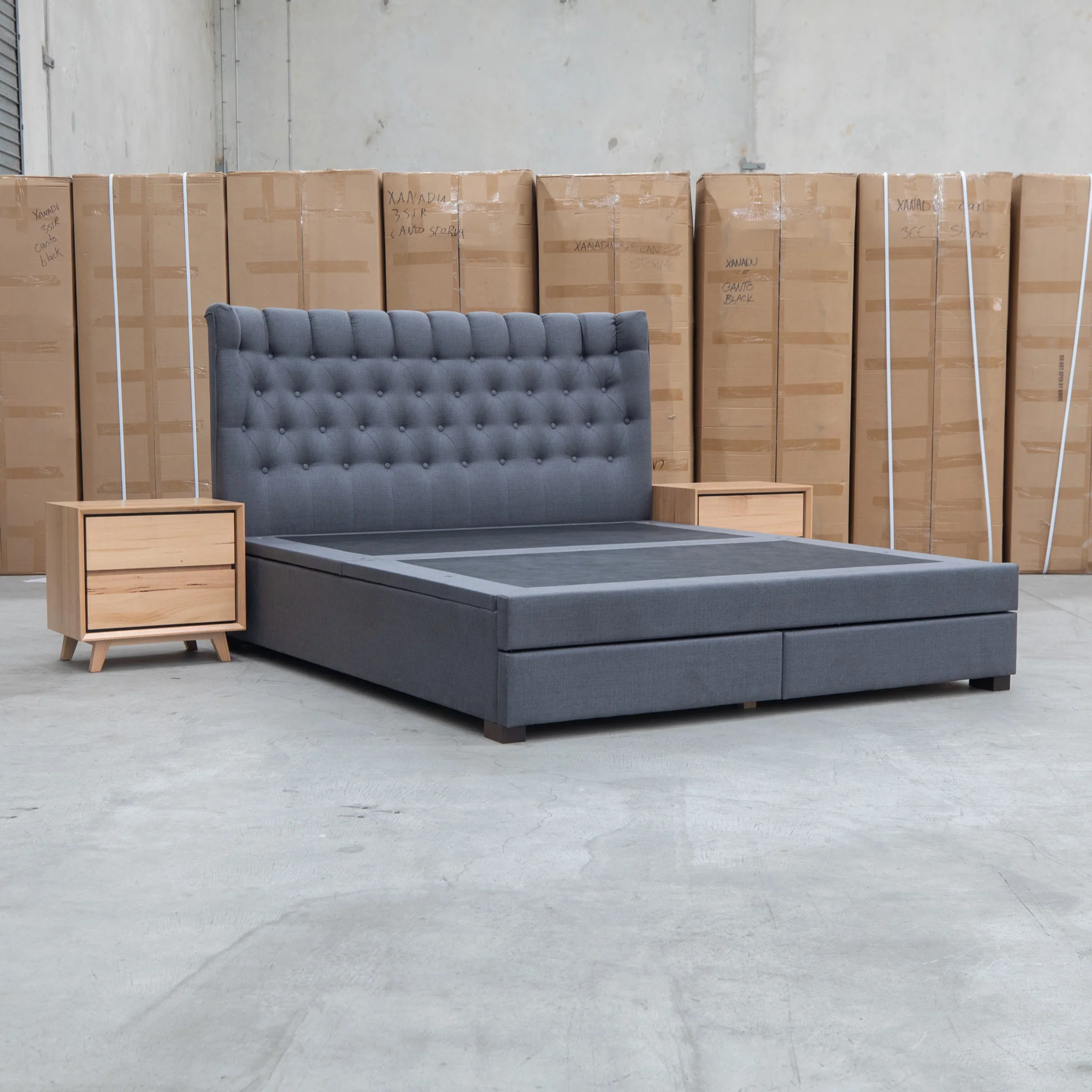 Blake Queen Upholstered Gas Lift Storage Bed - Charcoal - Image 3