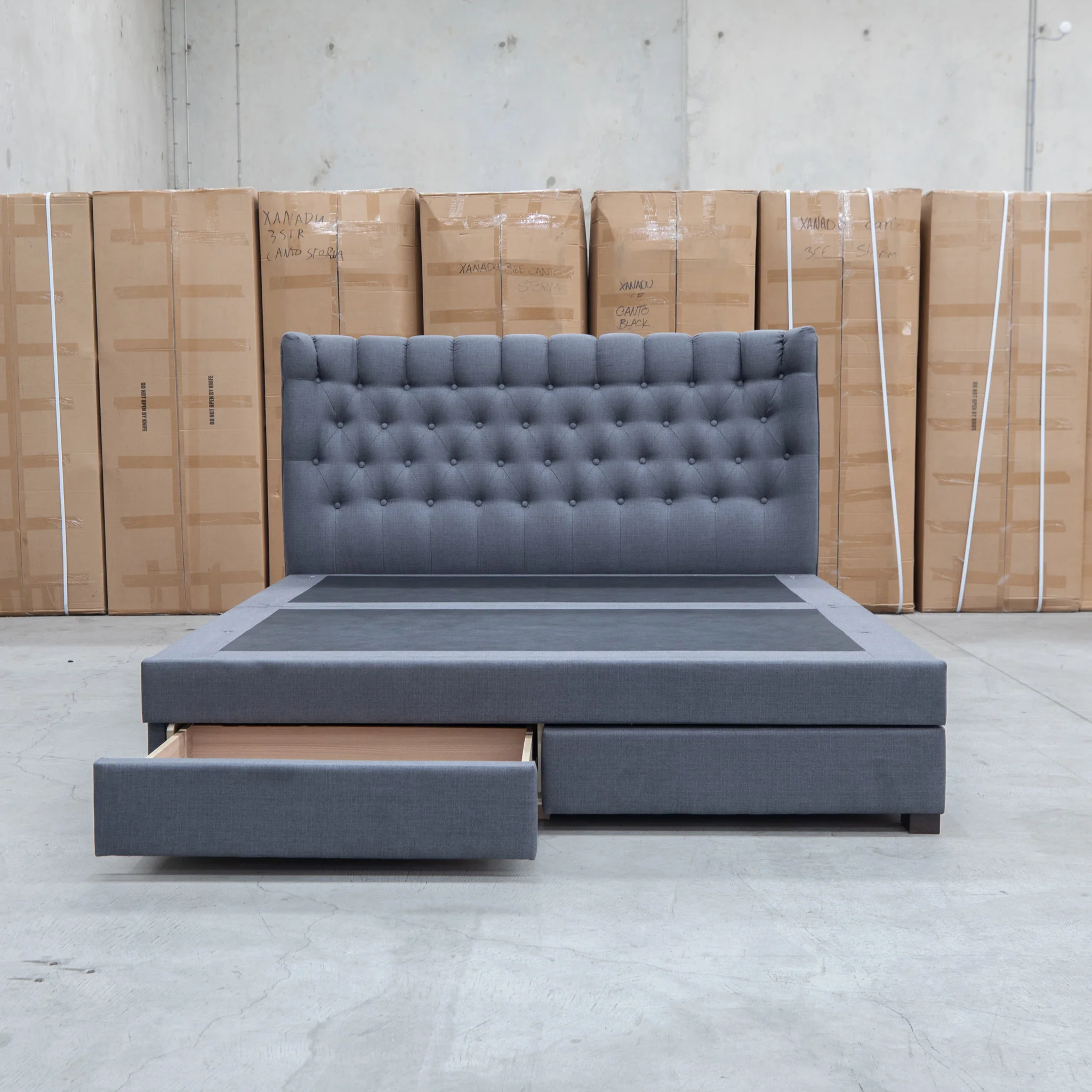 Blake Queen Upholstered Gas Lift Storage Bed - Charcoal - Image 6