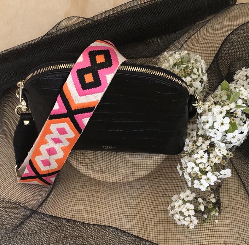 Bo Ho - Pink & Orange - Bag Strap - Silver Hardware - Image 2