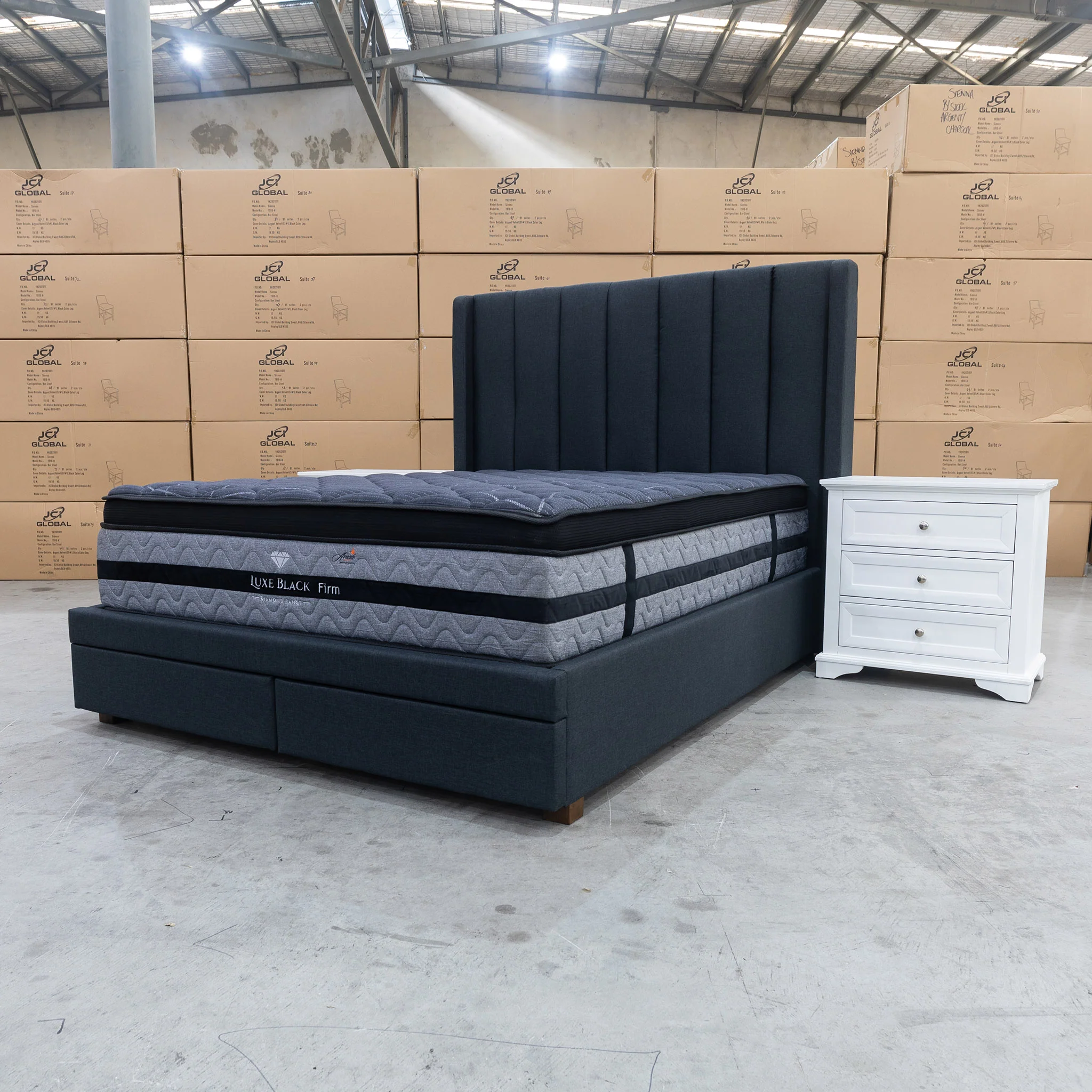 Chester King Fabric Storage Bed - Charcoal - Image 12