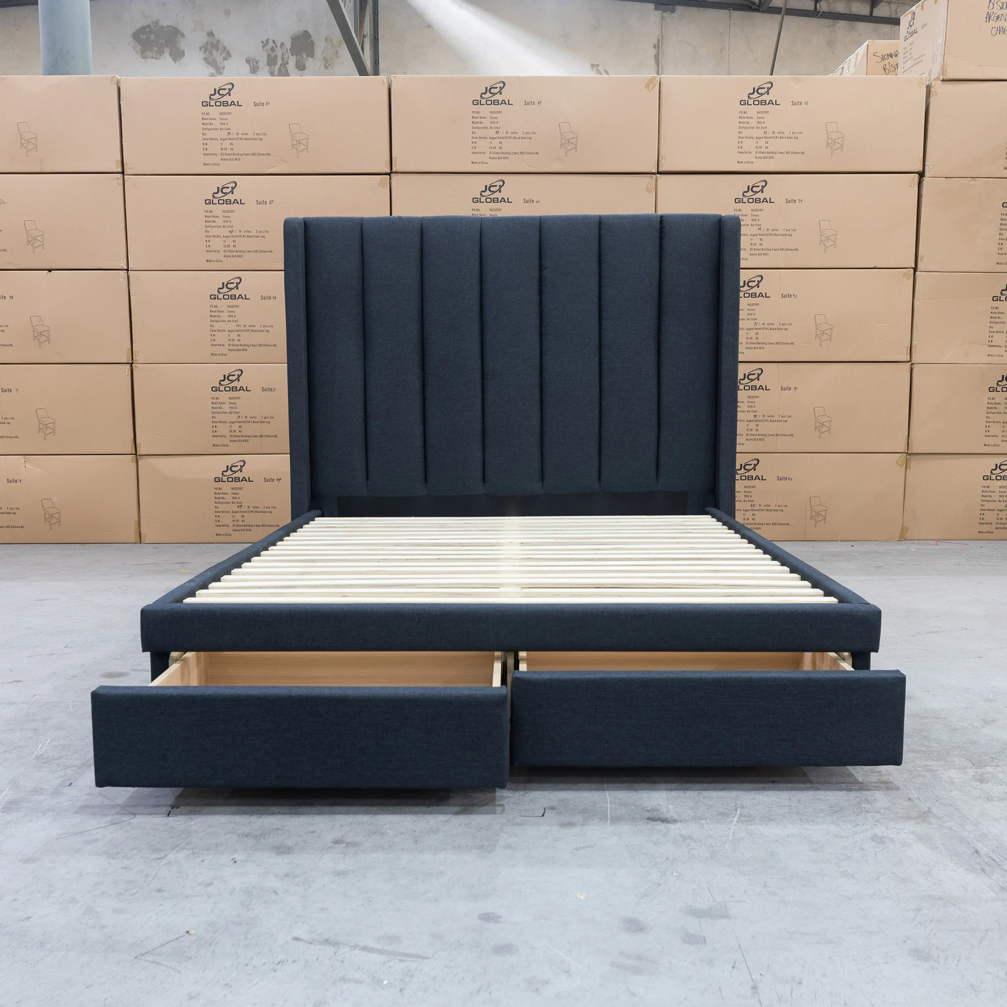 Chester King Fabric Storage Bed - Charcoal - Image 4